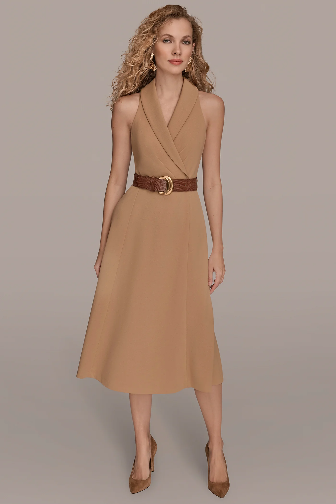 SLEEVELESS WRAP MIDI BLAZER DRESS - VXVOV