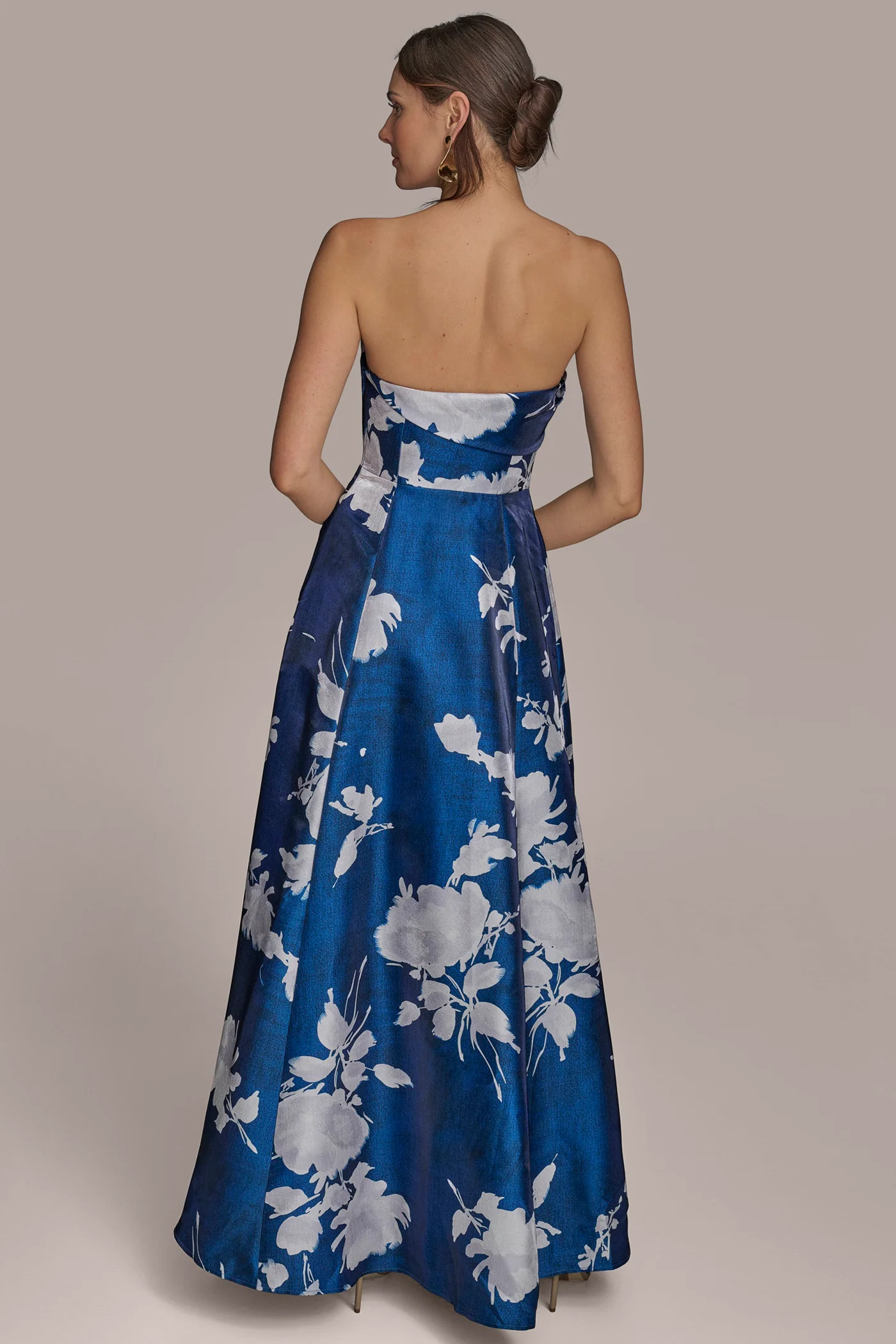 MIKADO FLORAL STRAPLESS BALL GOWN - VXVOV