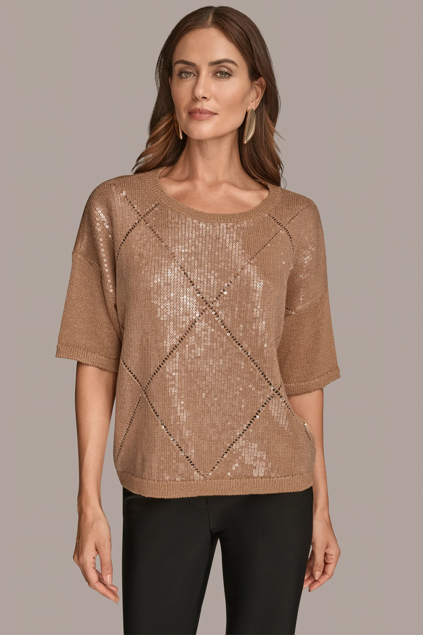 ELBOW-SLEEVE SEQUIN SWEATER - VXVOV