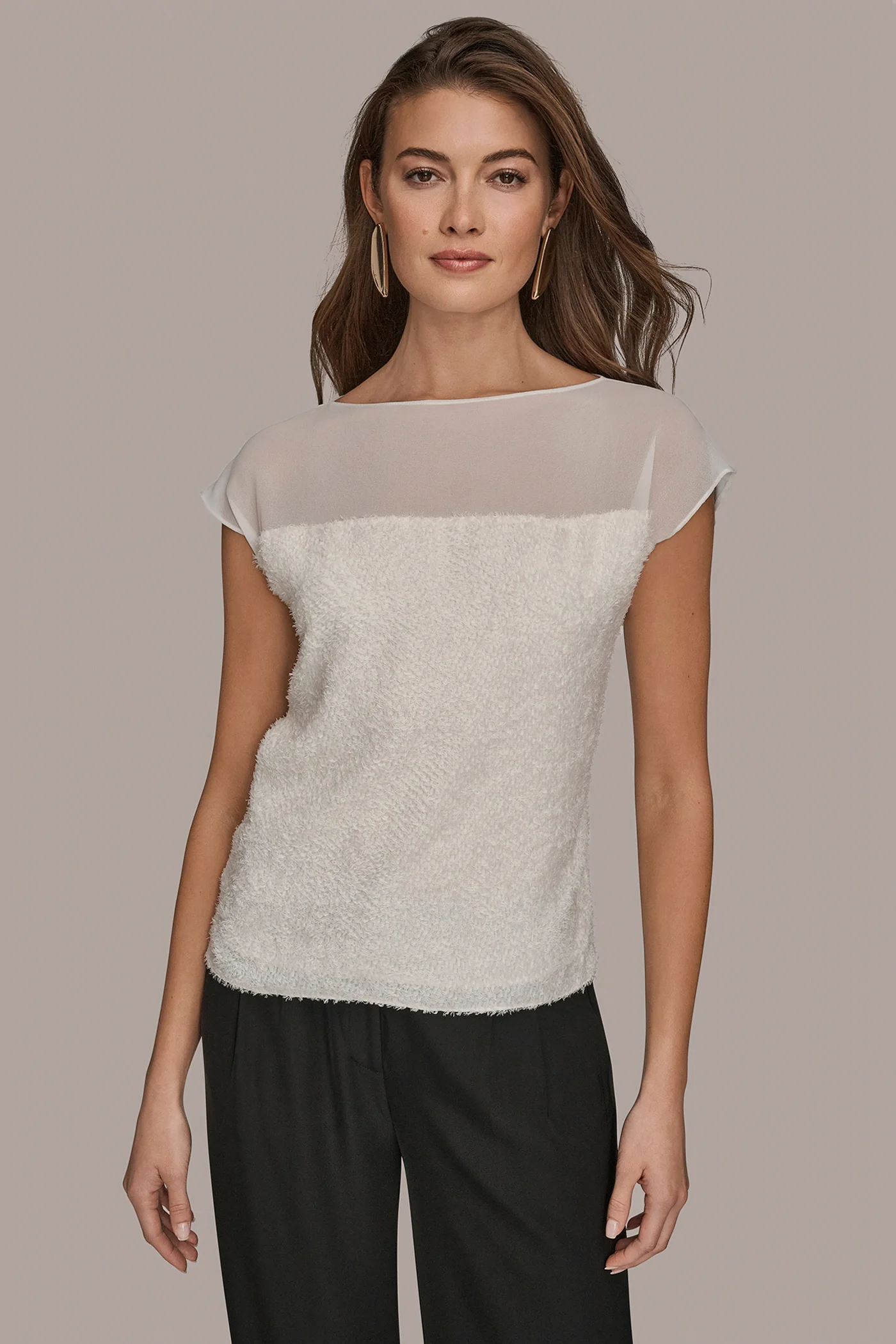 EMBELLISHED SHORT SLEEVE SHEER BLOUSE - VXVOV