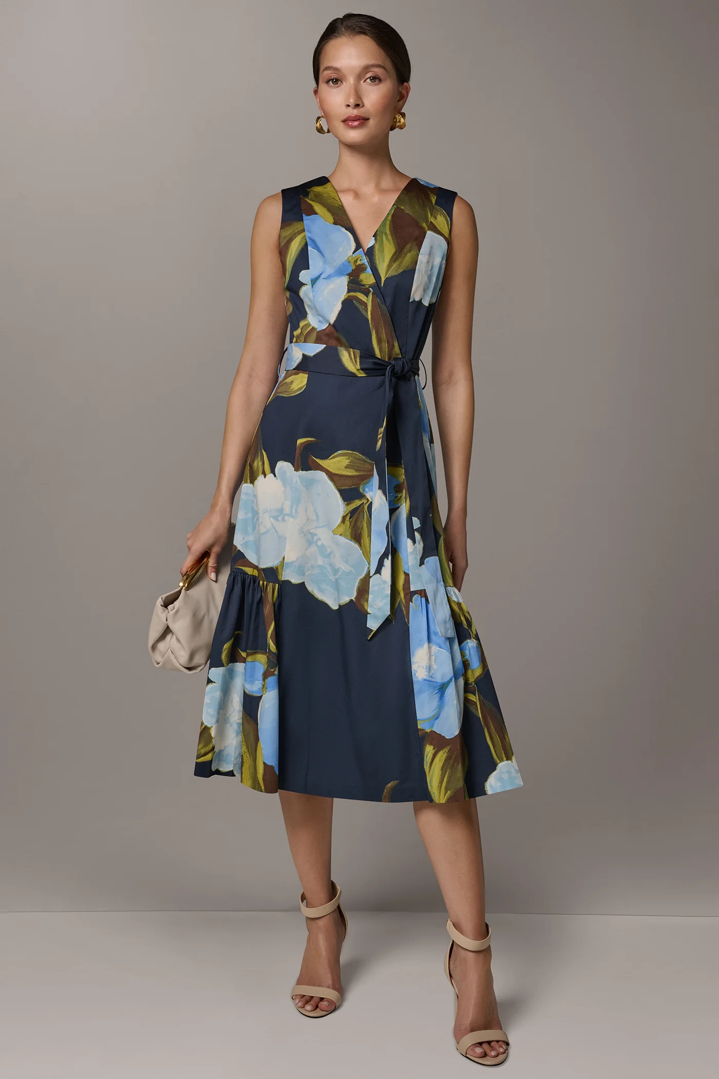 SLEEVELESS WRAP-EFFECT MIDI DRESS - VXVOV