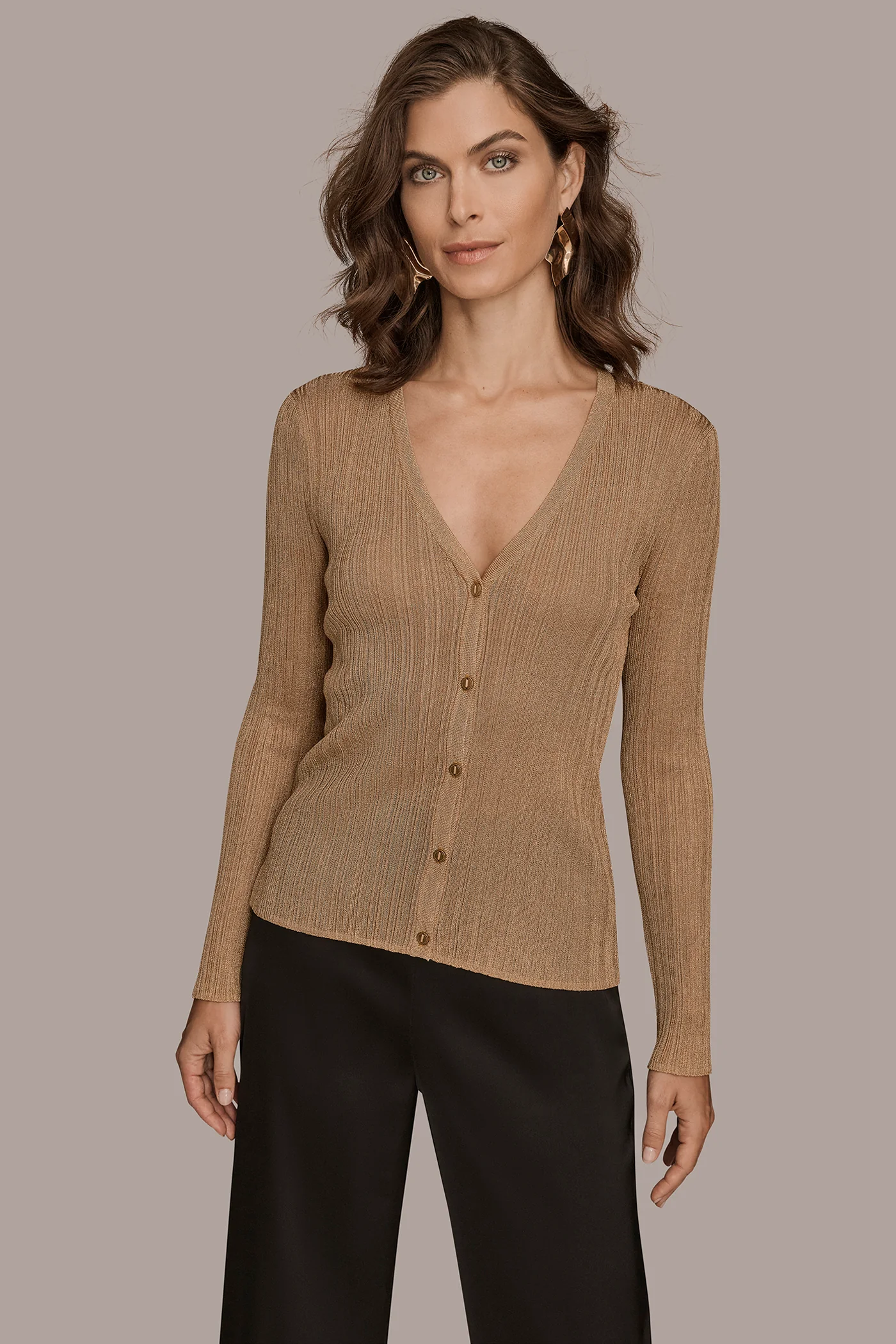 METALLIC-KNIT CARDIGAN - VXVOV