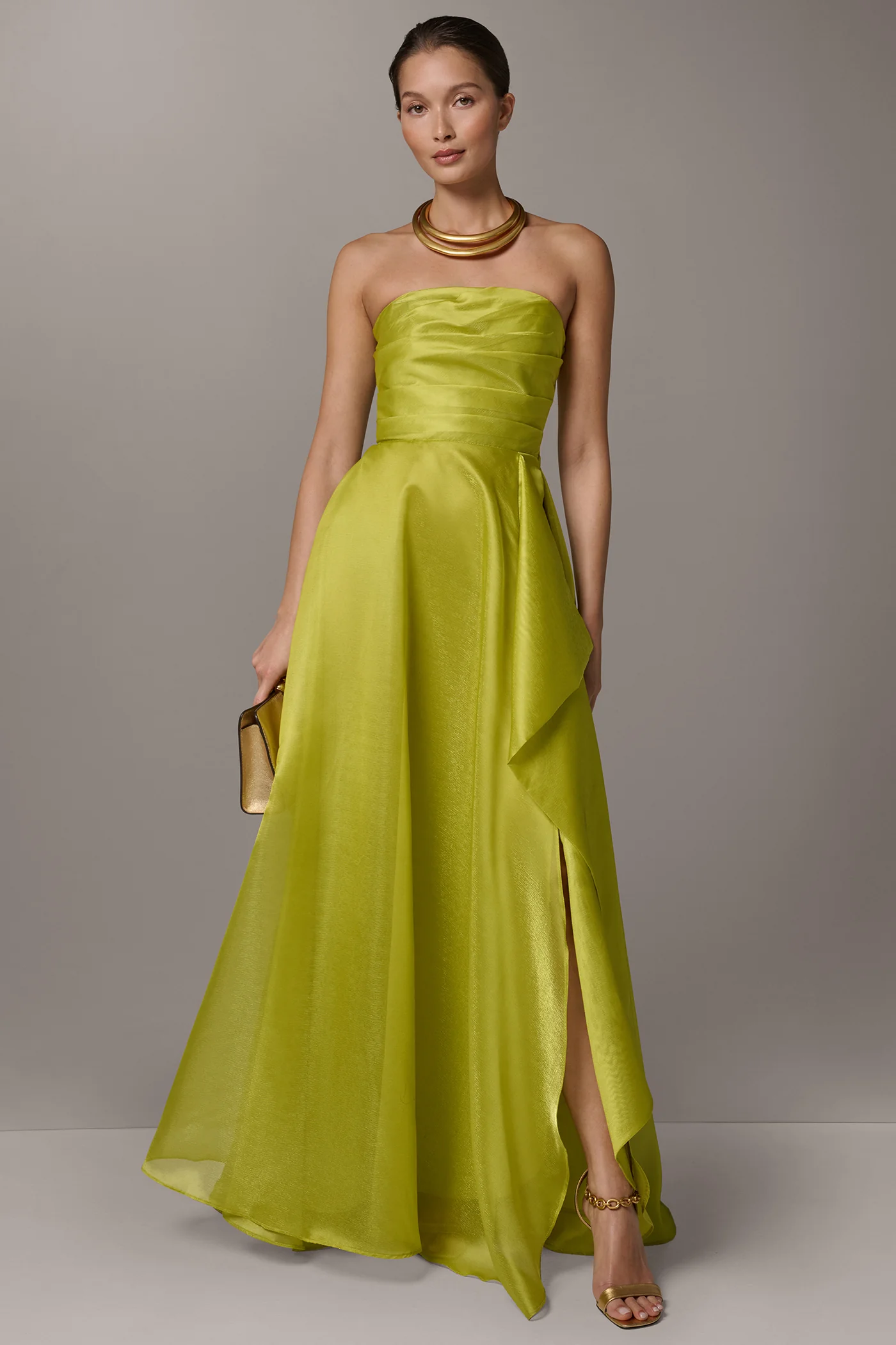 STRAPLESS RUFFLE A-LINE GOWN - VXVOV