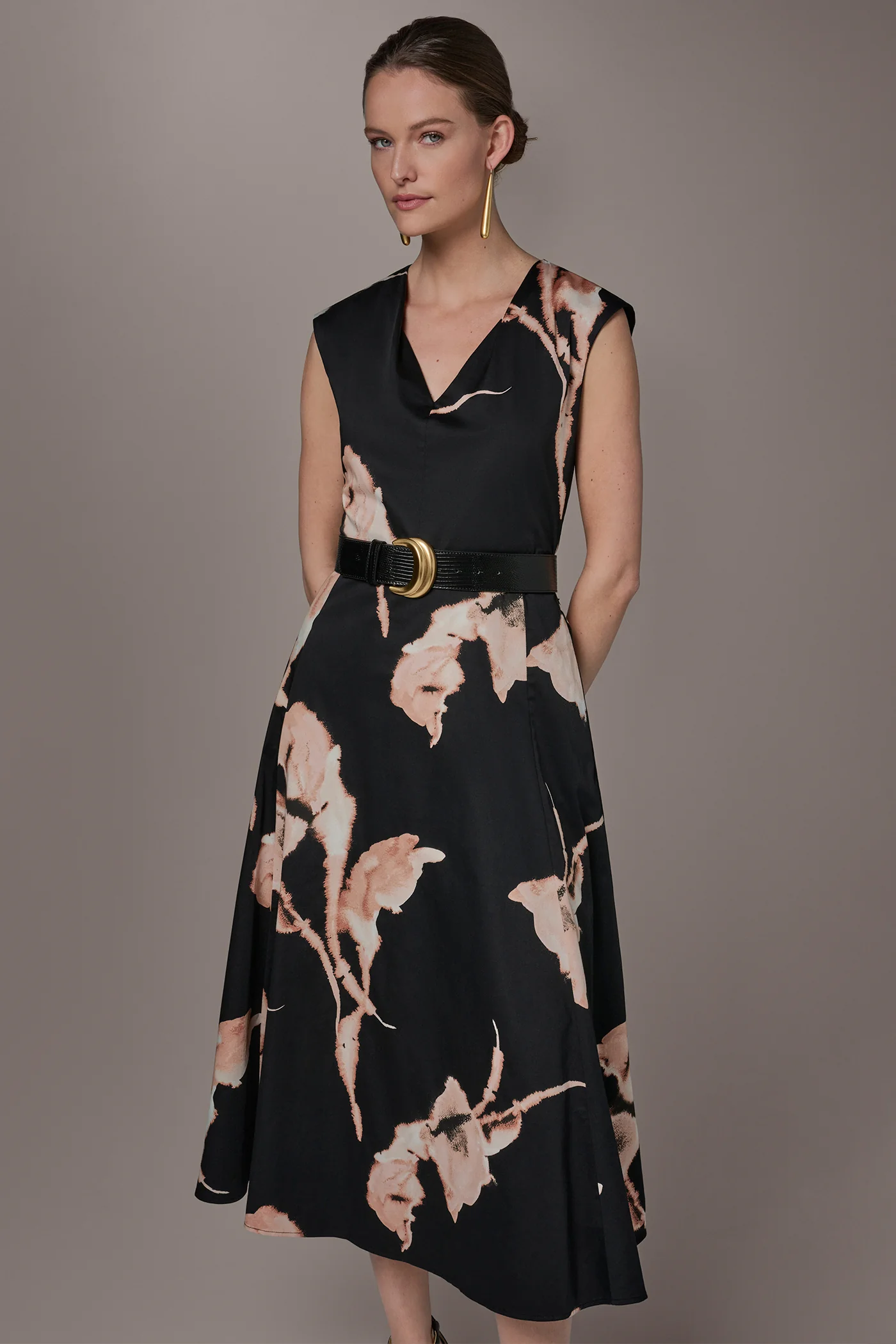 COTTON-SATEEN FLORAL MIDI DRESS - VXVOV