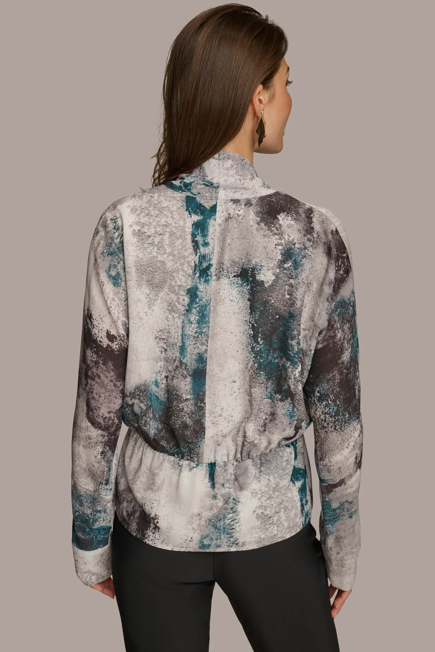 PRINTED FAUX WRAP BLOUSE - VXVOV