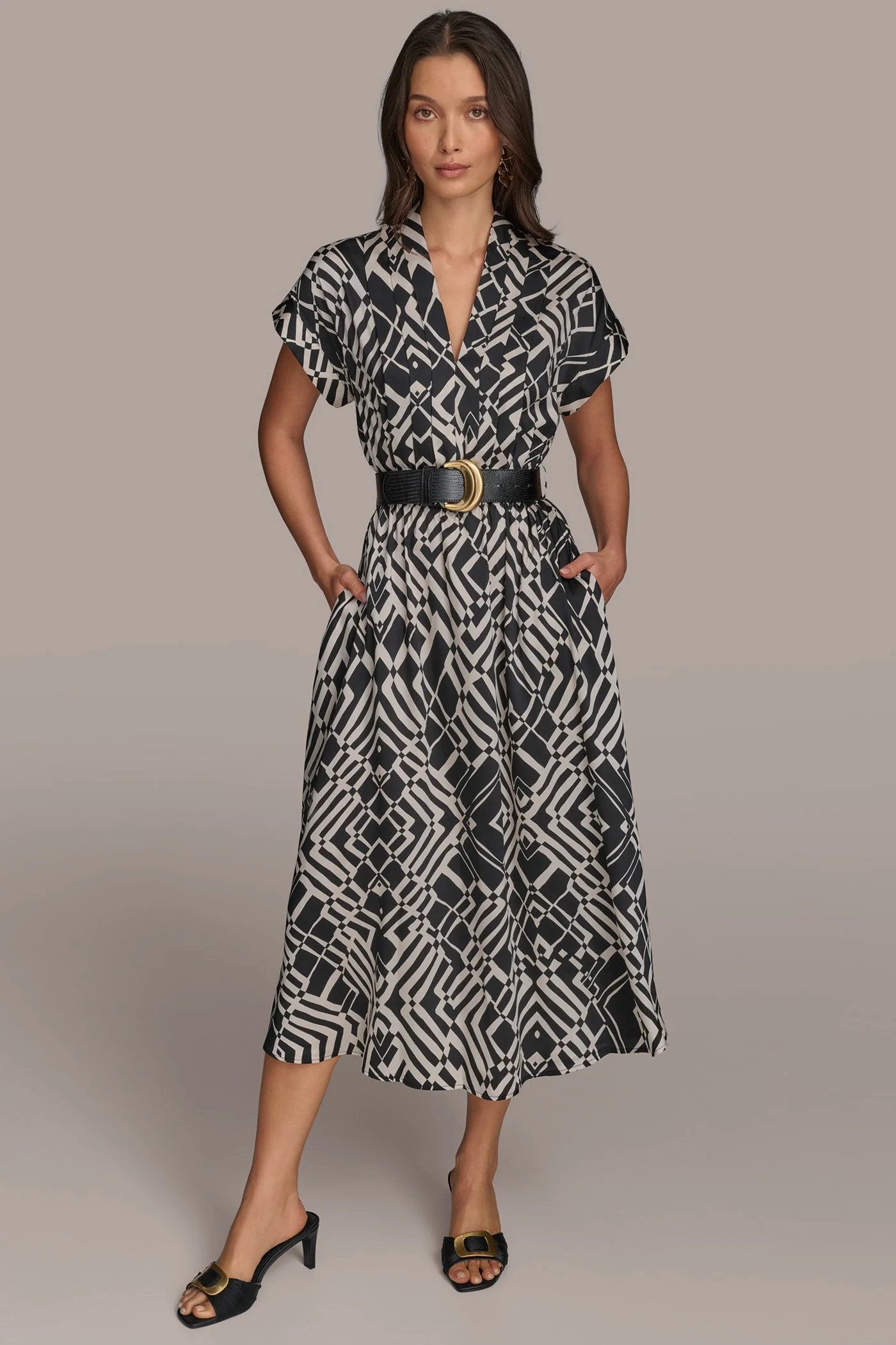 ABSTRACT MIDI SHIRT DRESS - VXVOV