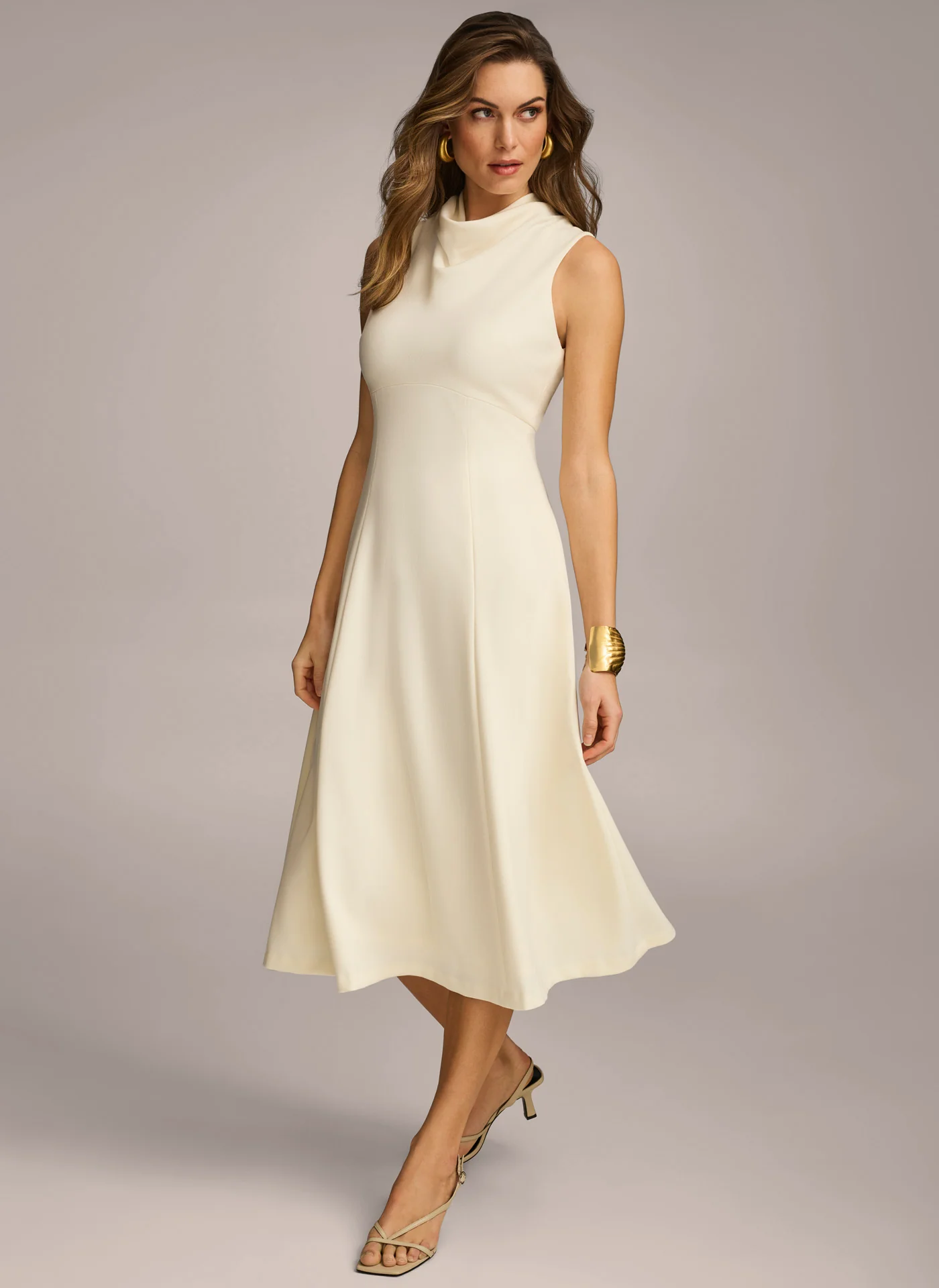 SLEEVELESS COWL-NECK MIDI DRESS - VXVOV