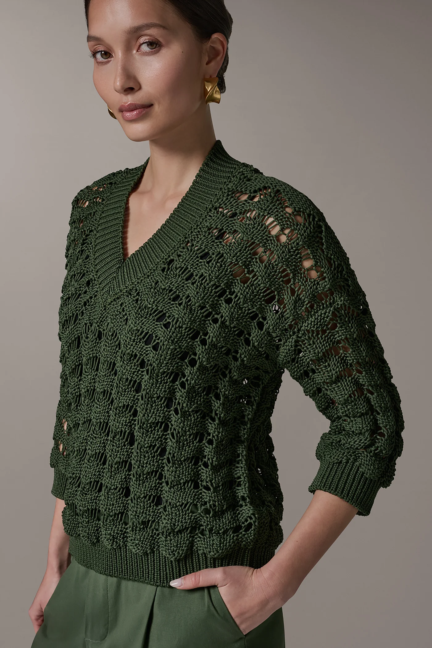 V-NECK 3/4 SLEEVE SWEATER - VXVOV