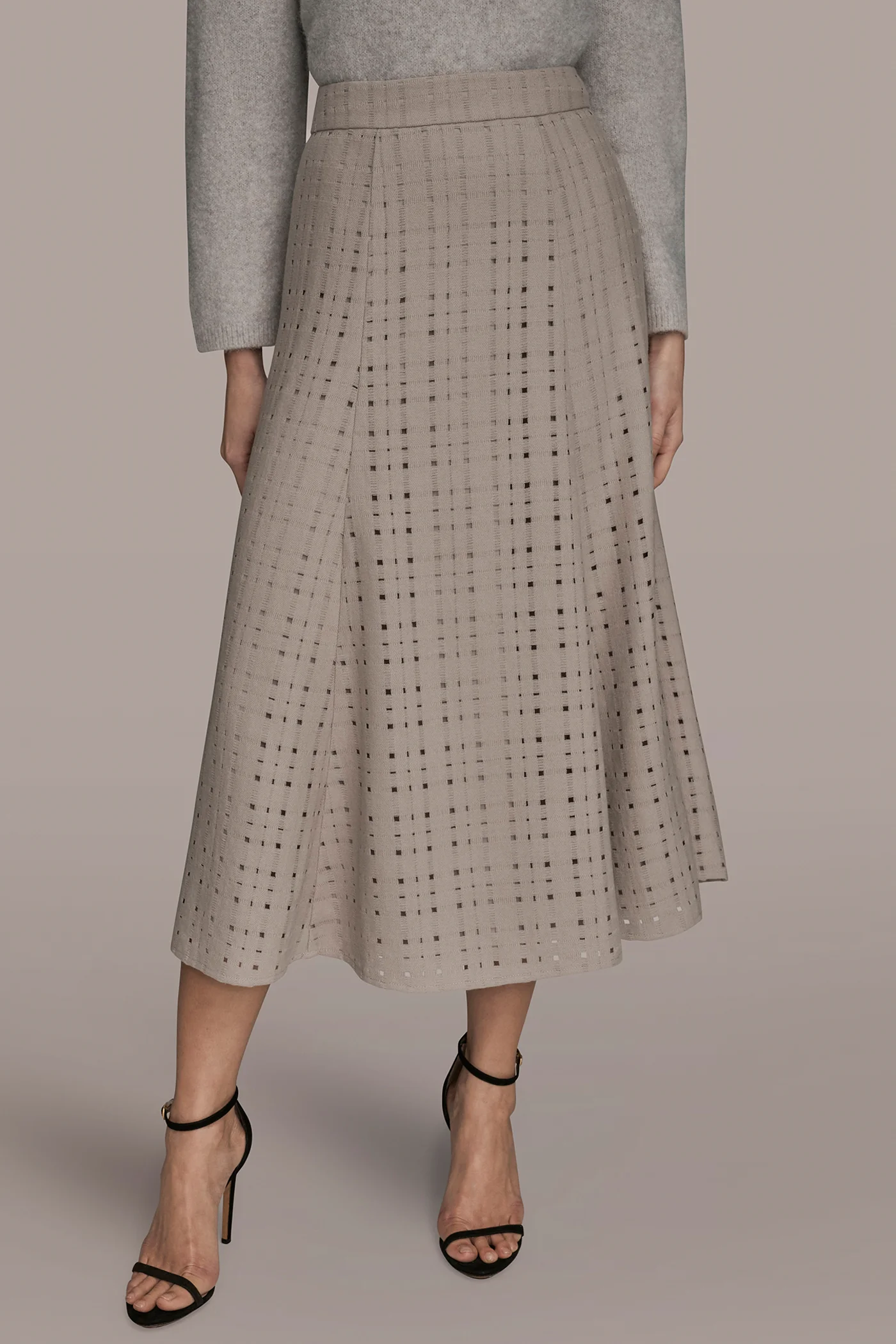 PERFORATED SWEATER MIDI A-LINE SKIRT - VXVOV