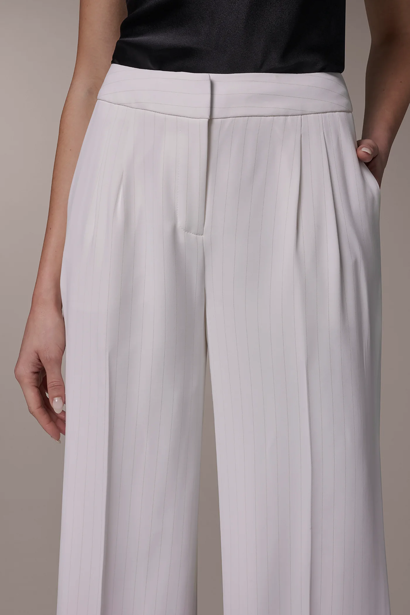 MID-RISE PINSTRIPE WIDE-LEG SUIT PANT - VXVOV
