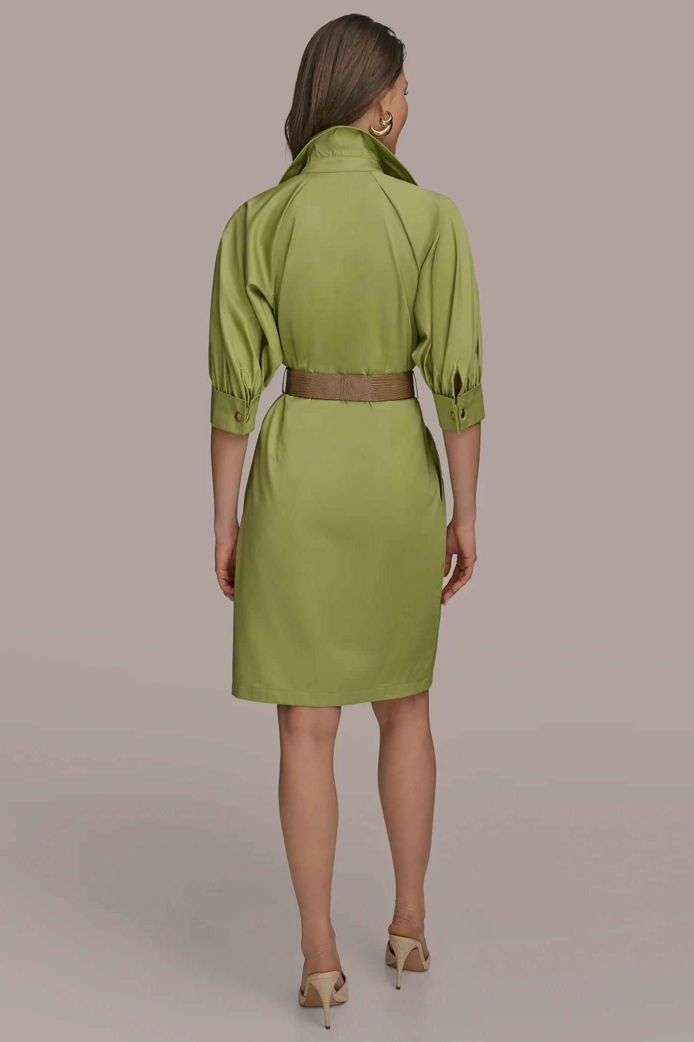 COTTON PUFF SLEEVE MIDI SHIRT DRESS - VXVOV