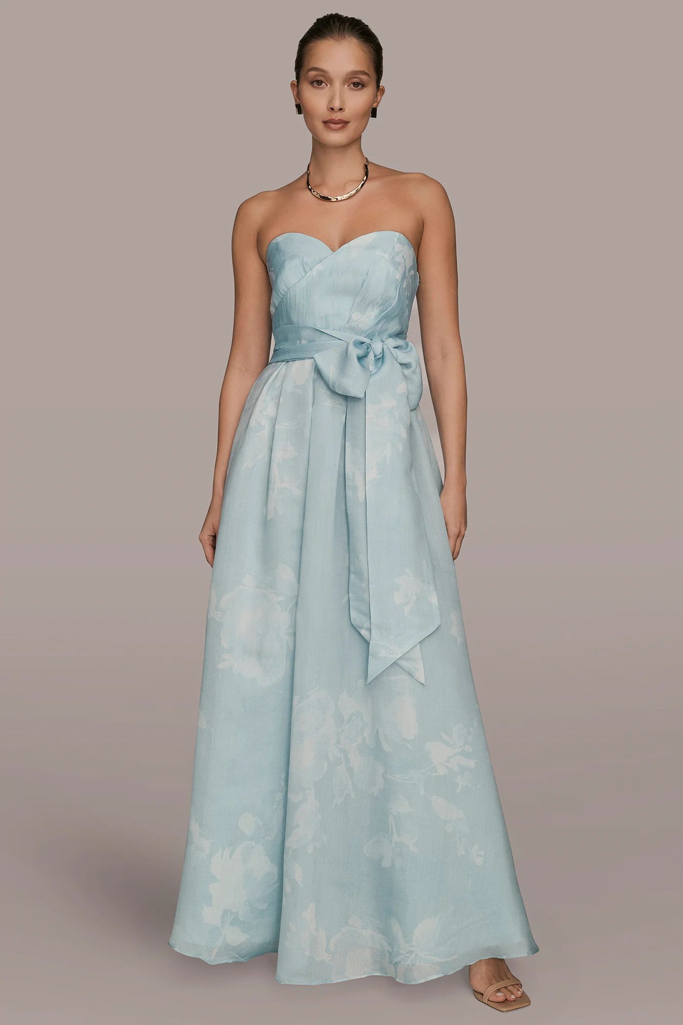 ORGANZA FLORAL STRAPLESS BALL GOWN - VXVOV