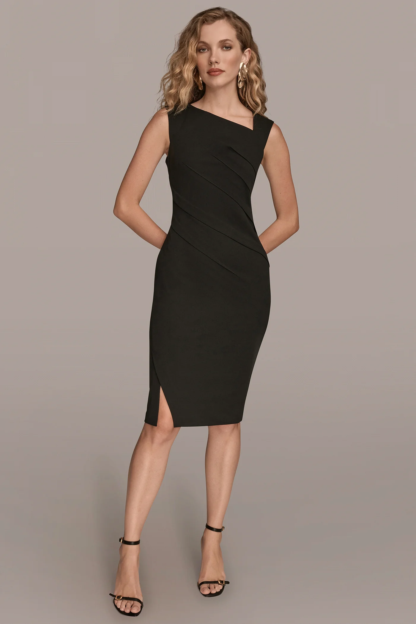 SLEEVELESS ASYMMETRIC SHEATH DRESS - VXVOV