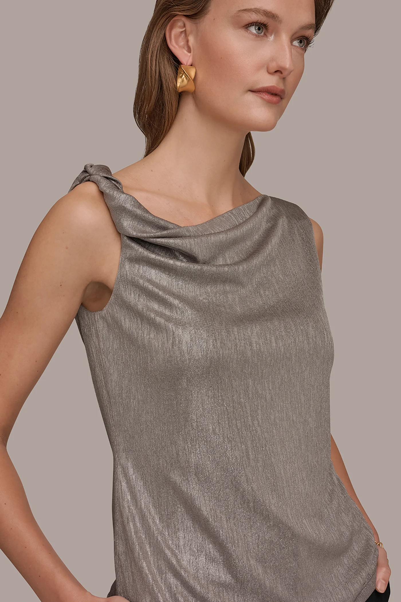 METALLIC ONE-SHOULDER TOP - VXVOV