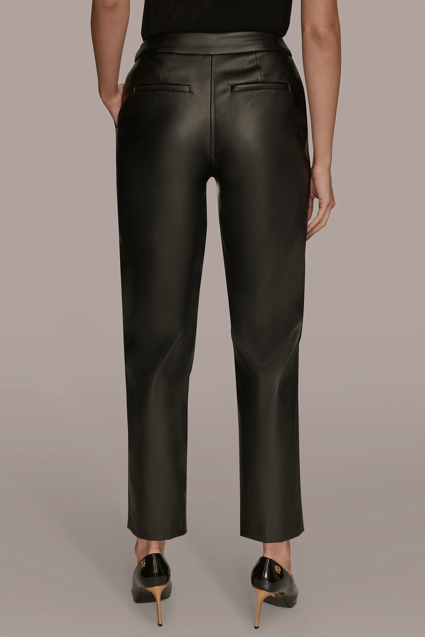 VEGAN LEATHER SLIM LEG ANKLE LENGTH PANT - VXVOV