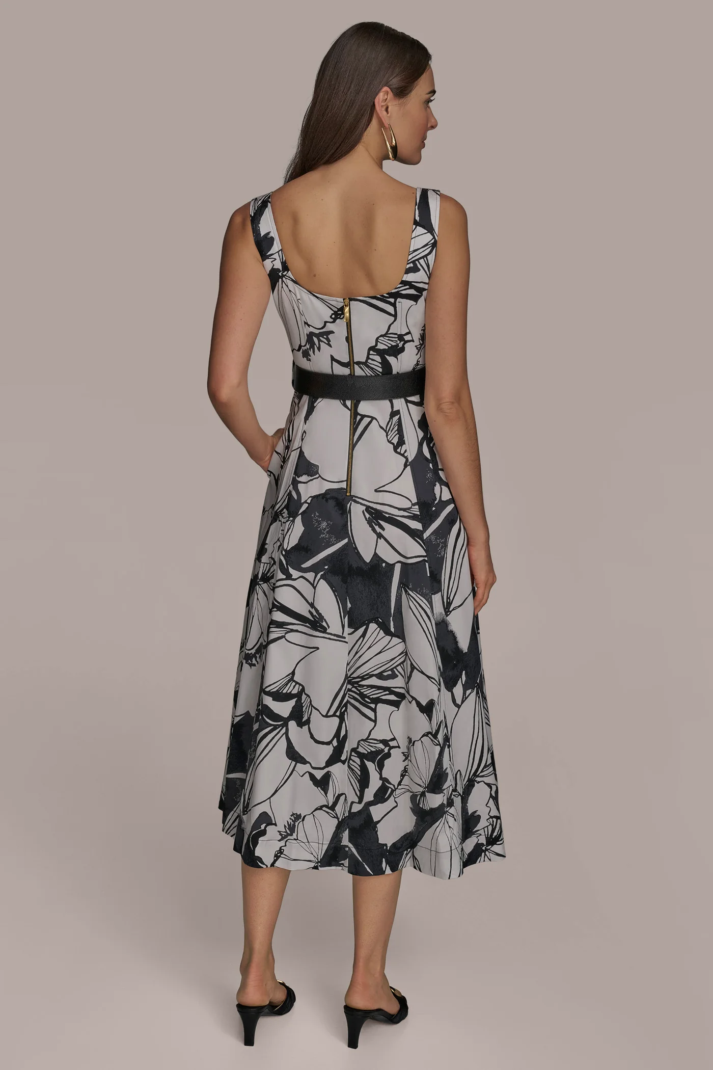 COTTON FLORAL A-LINE MIDI DRESS - VXVOV