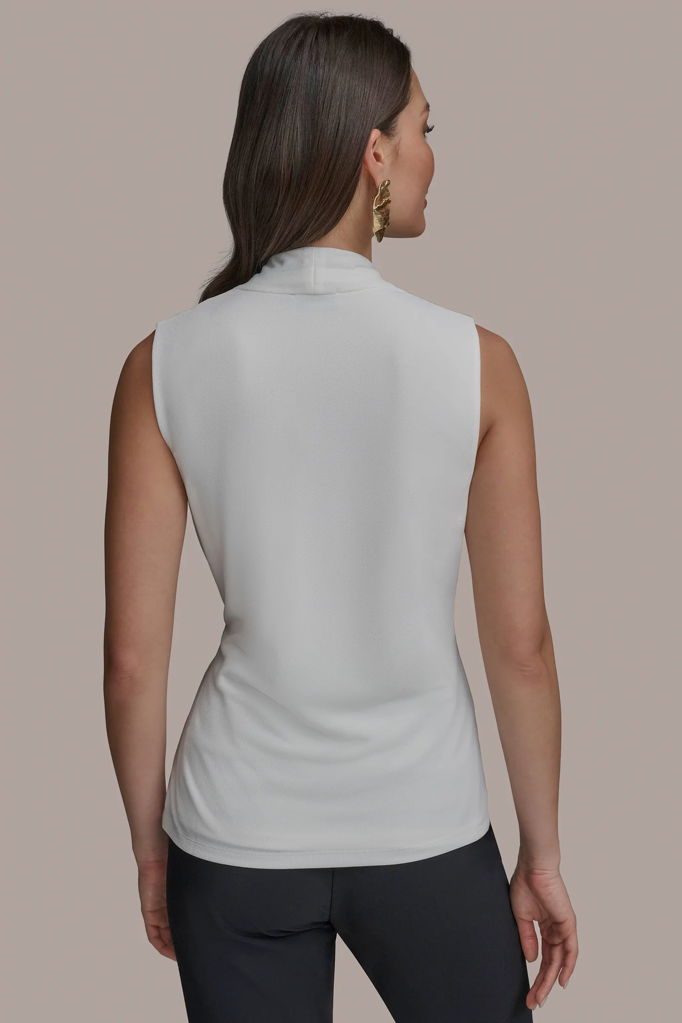 SLEEVELESS FAUX WRAP V-NECK WITH HARDWARE - VXVOV