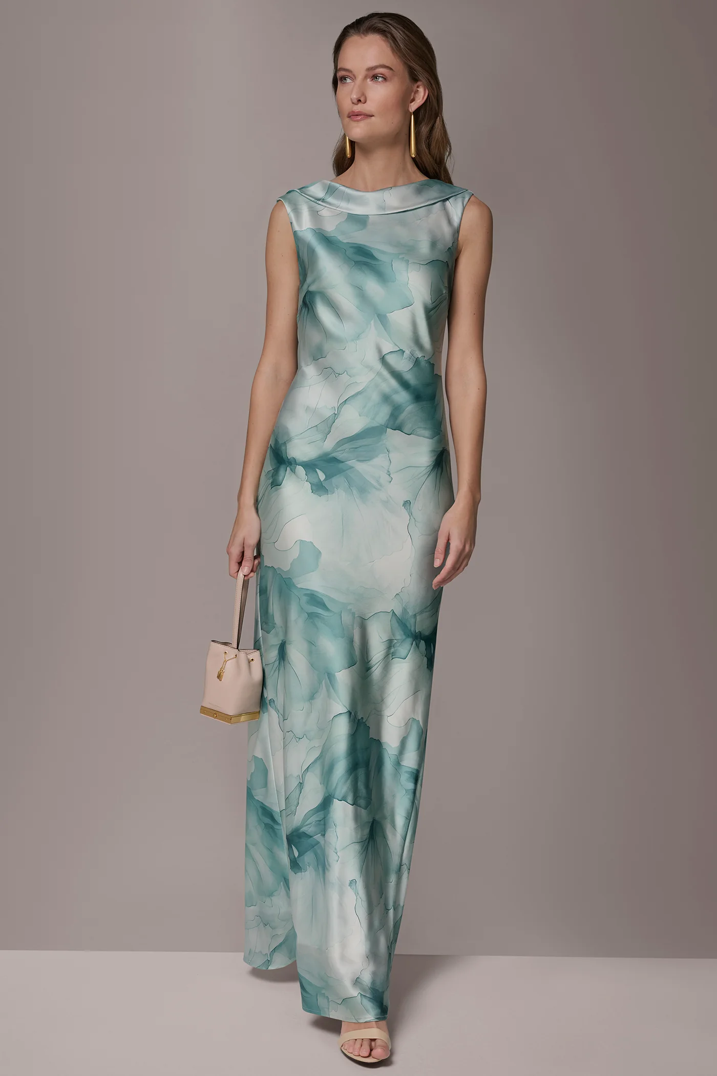 CHARMEUSE FLORAL RUFFLE GOWN - VXVOV