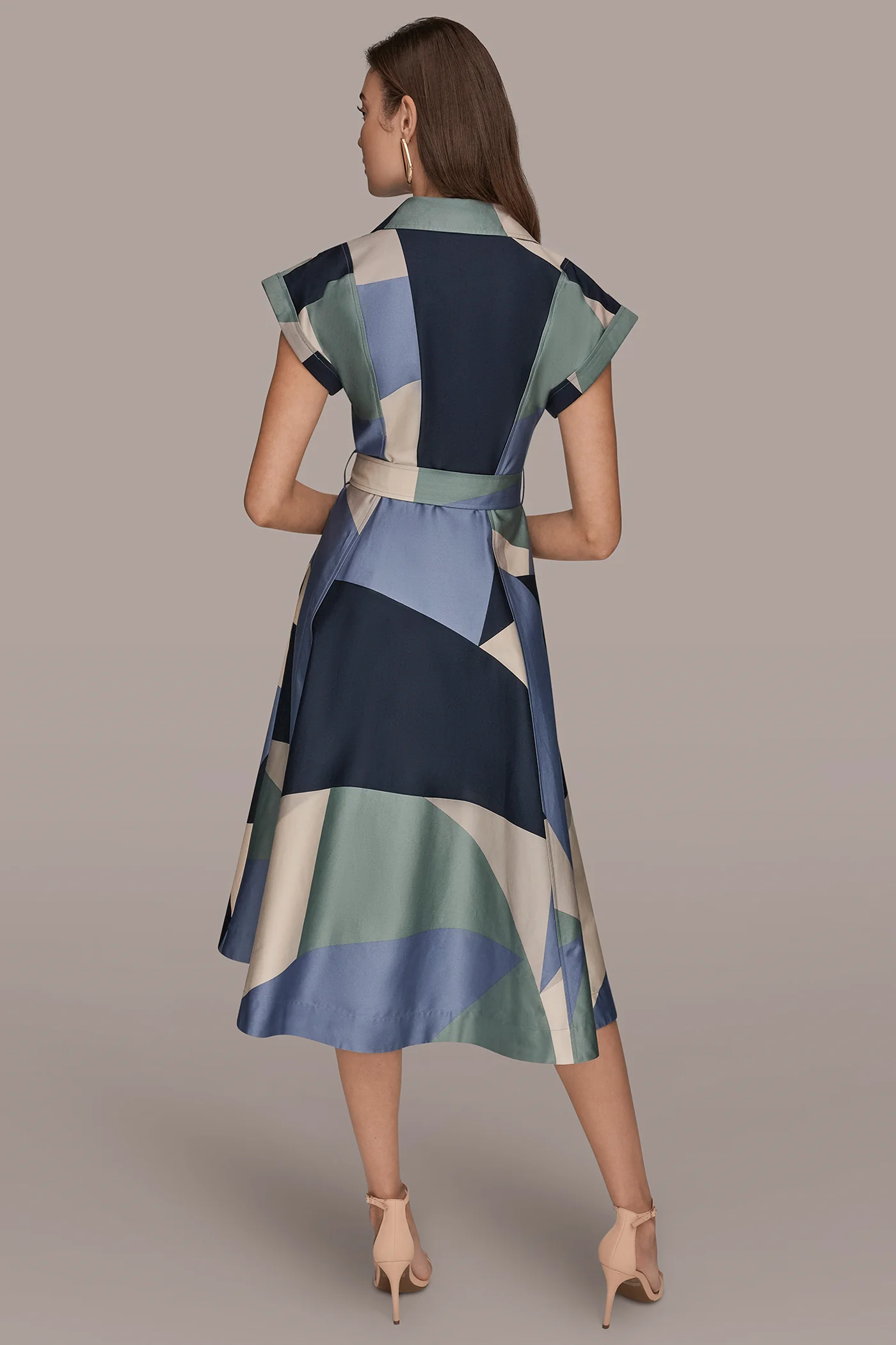 COTTON PRINTED MIDI SHIRT DRESS - VXVOV