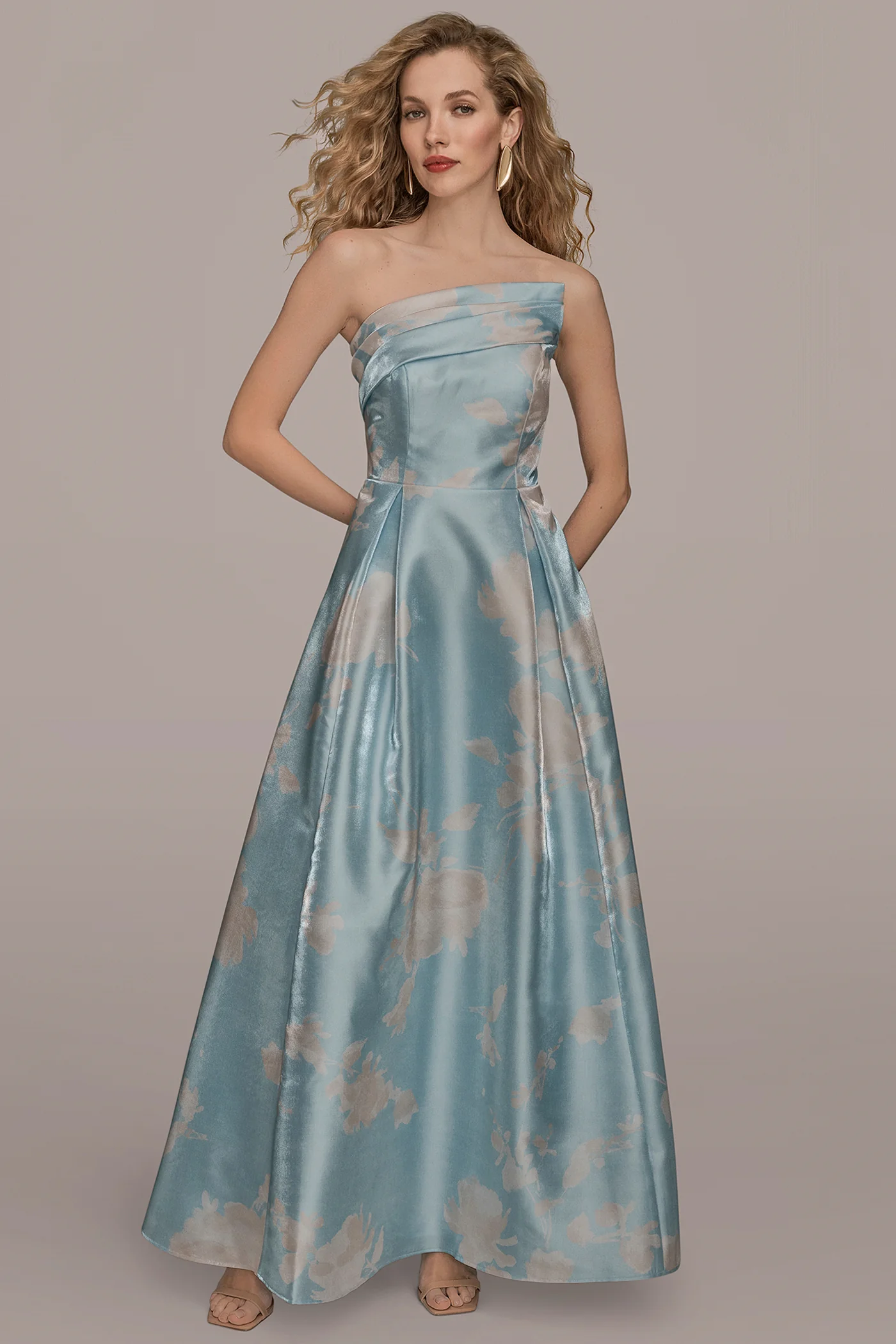 MIKADO FLORAL STRAPLESS BALL GOWN - VXVOV