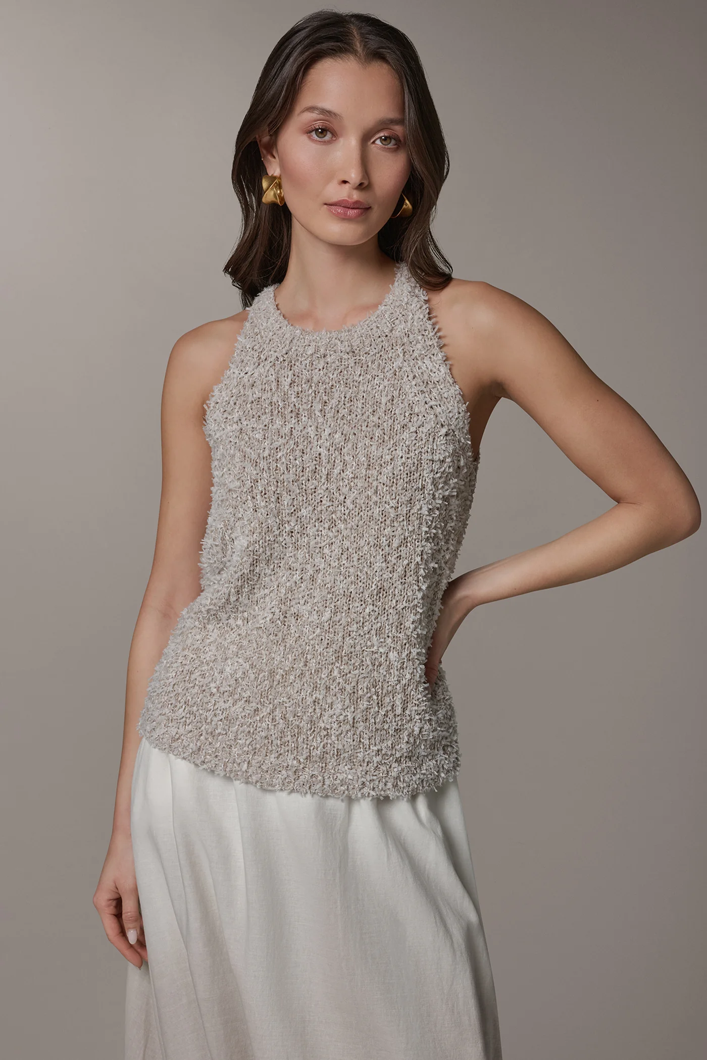 SLEEVELESS HALTER SWEATER TANK - VXVOV