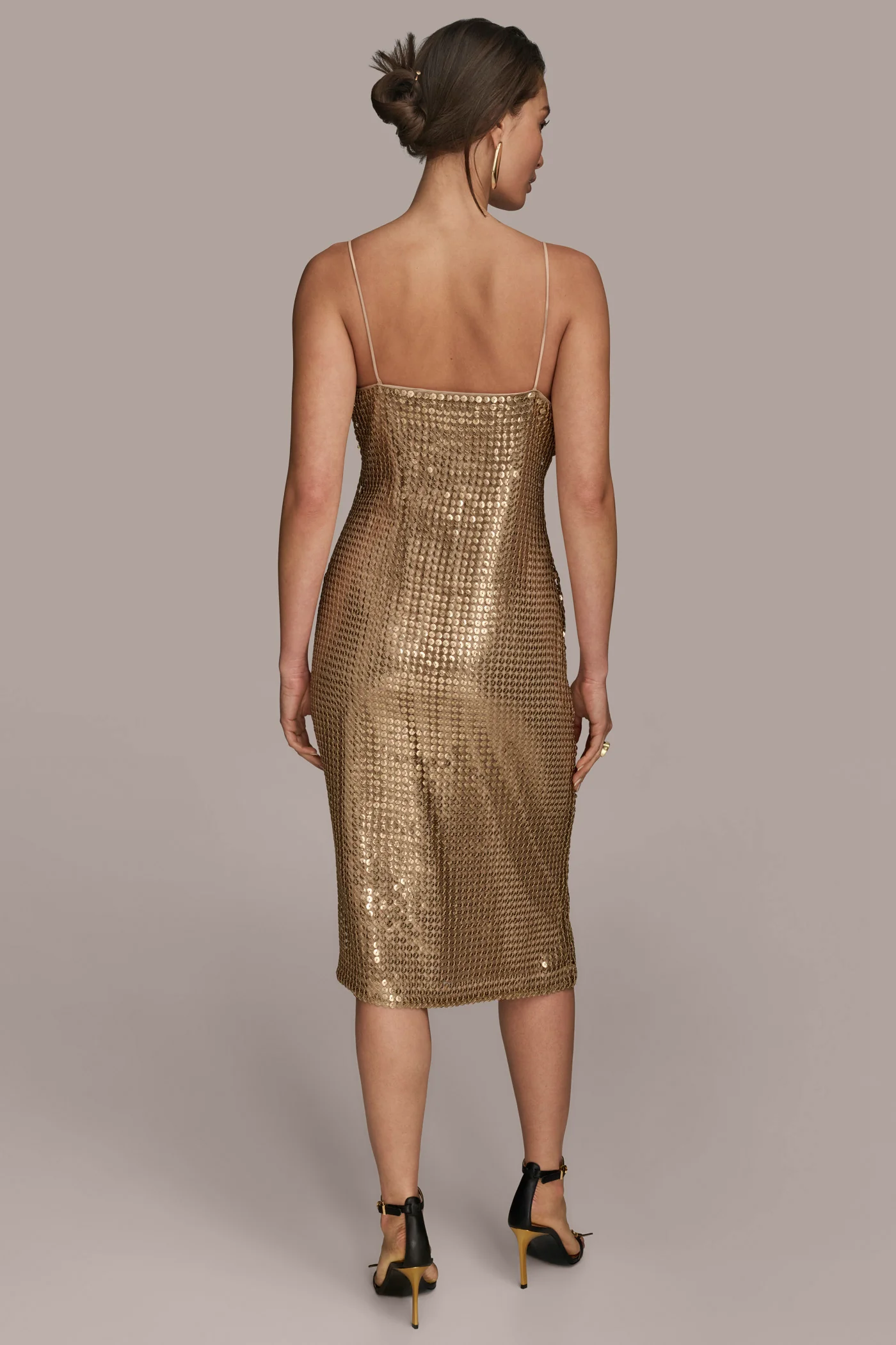 SLEEVELESS COWL-NECK SEQUIN DRESS - VXVOV