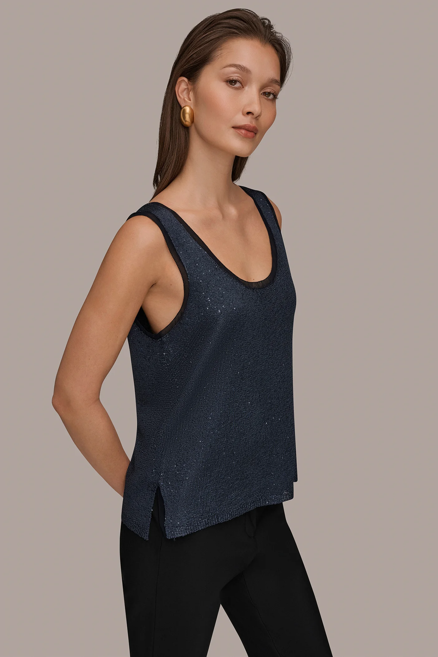 SCOOP-NECK SEQUIN SHELL TOP - VXVOV