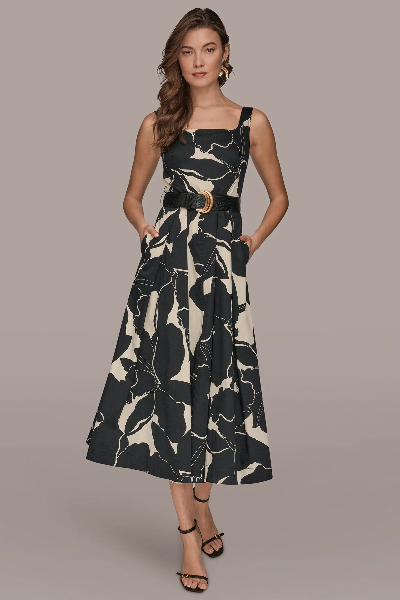 SLEEVELESS SQUARE NECK A LINE MIDI - VXVOV