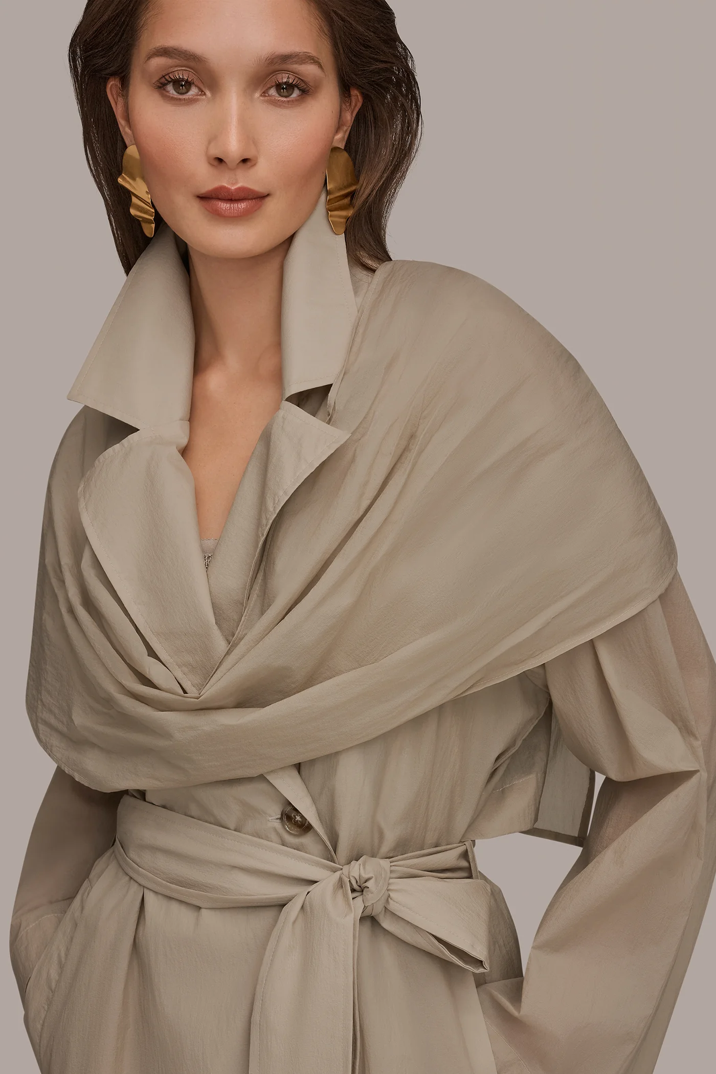 DRAPED DOUBLE-BREASTED TRENCH COAT - VXVOV