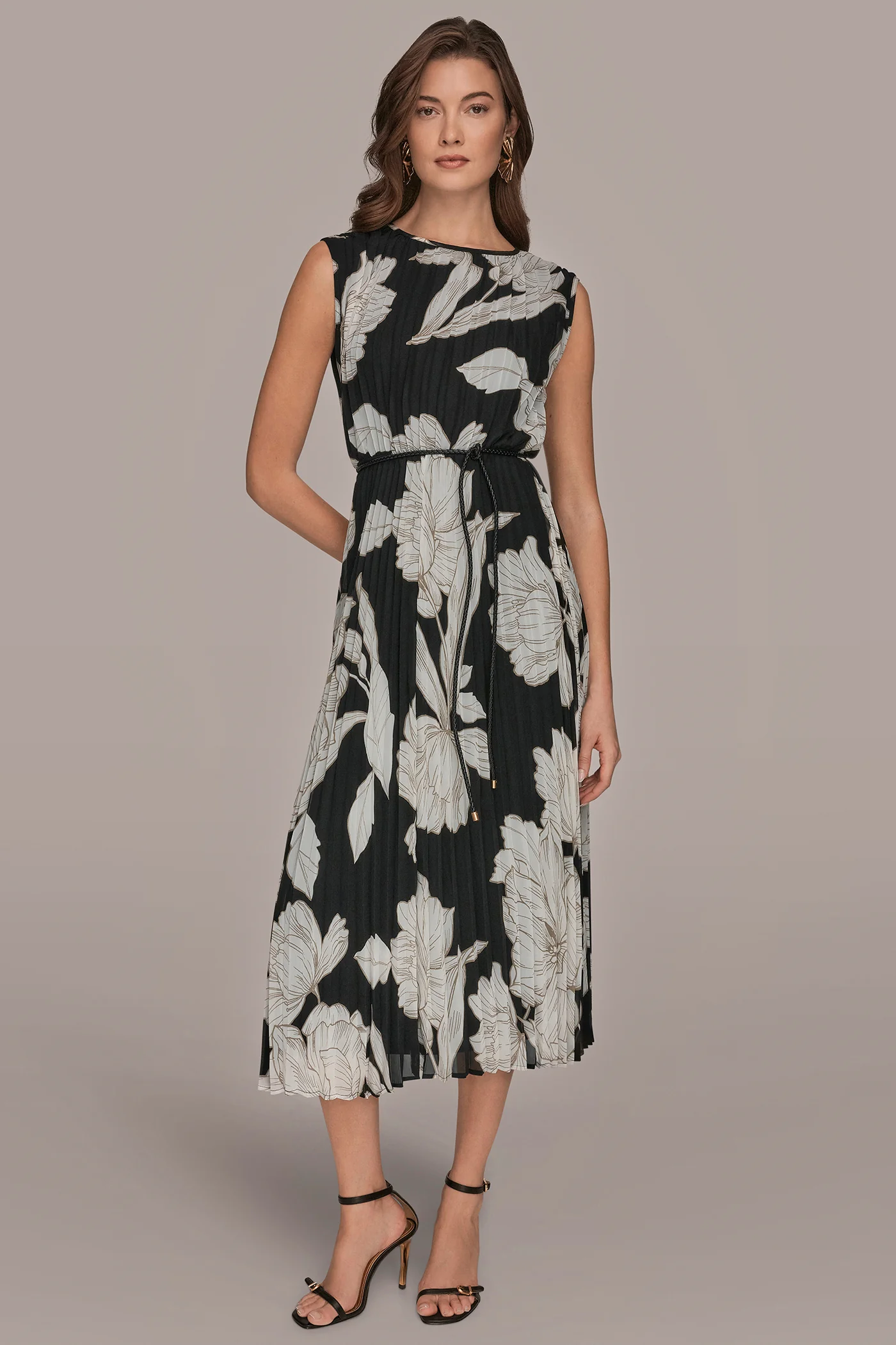CHIFFON FLORAL MIDI A-LINE DRESS - VXVOV