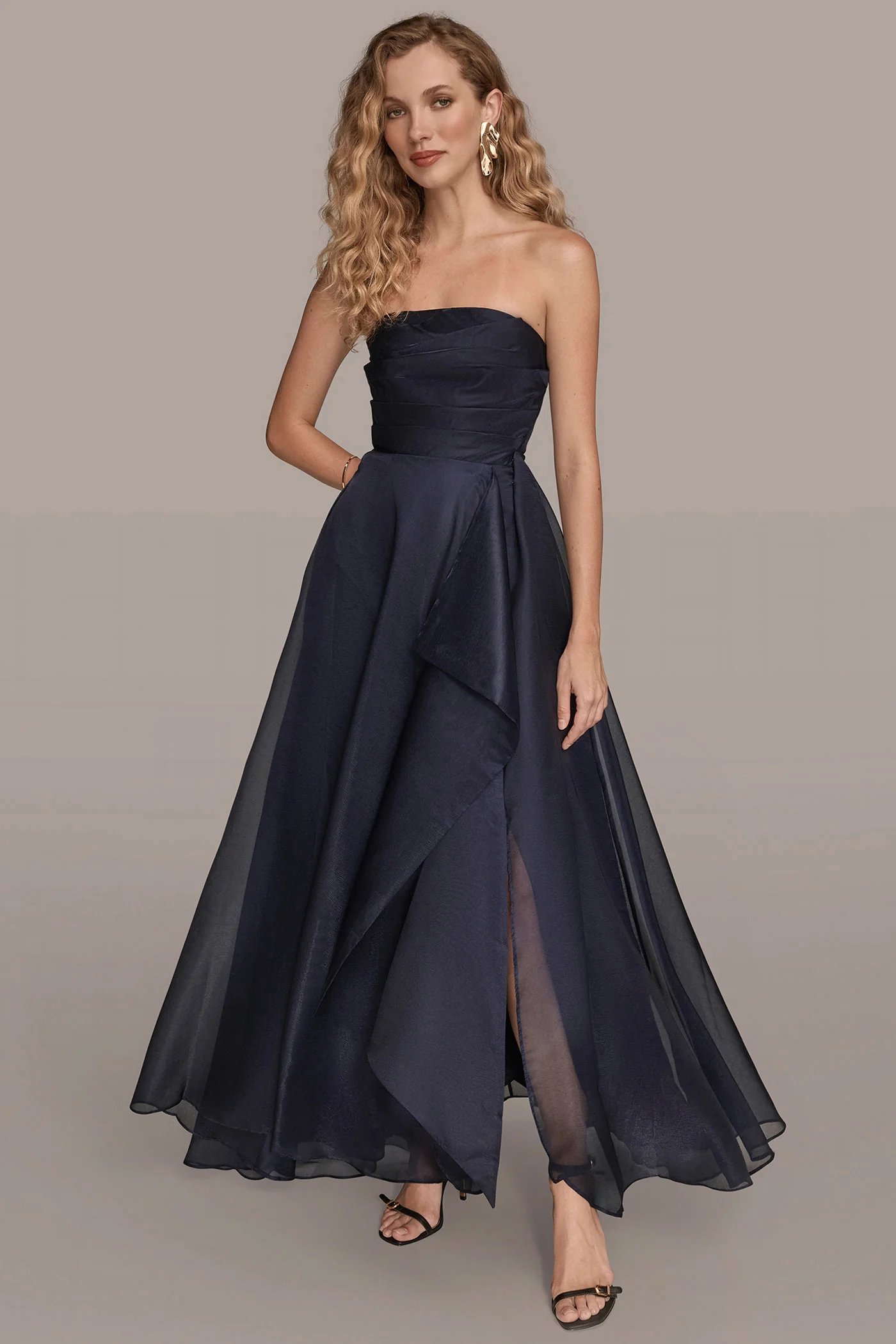 ORGANZA STRAPLESS CASCADING GOWN - VXVOV