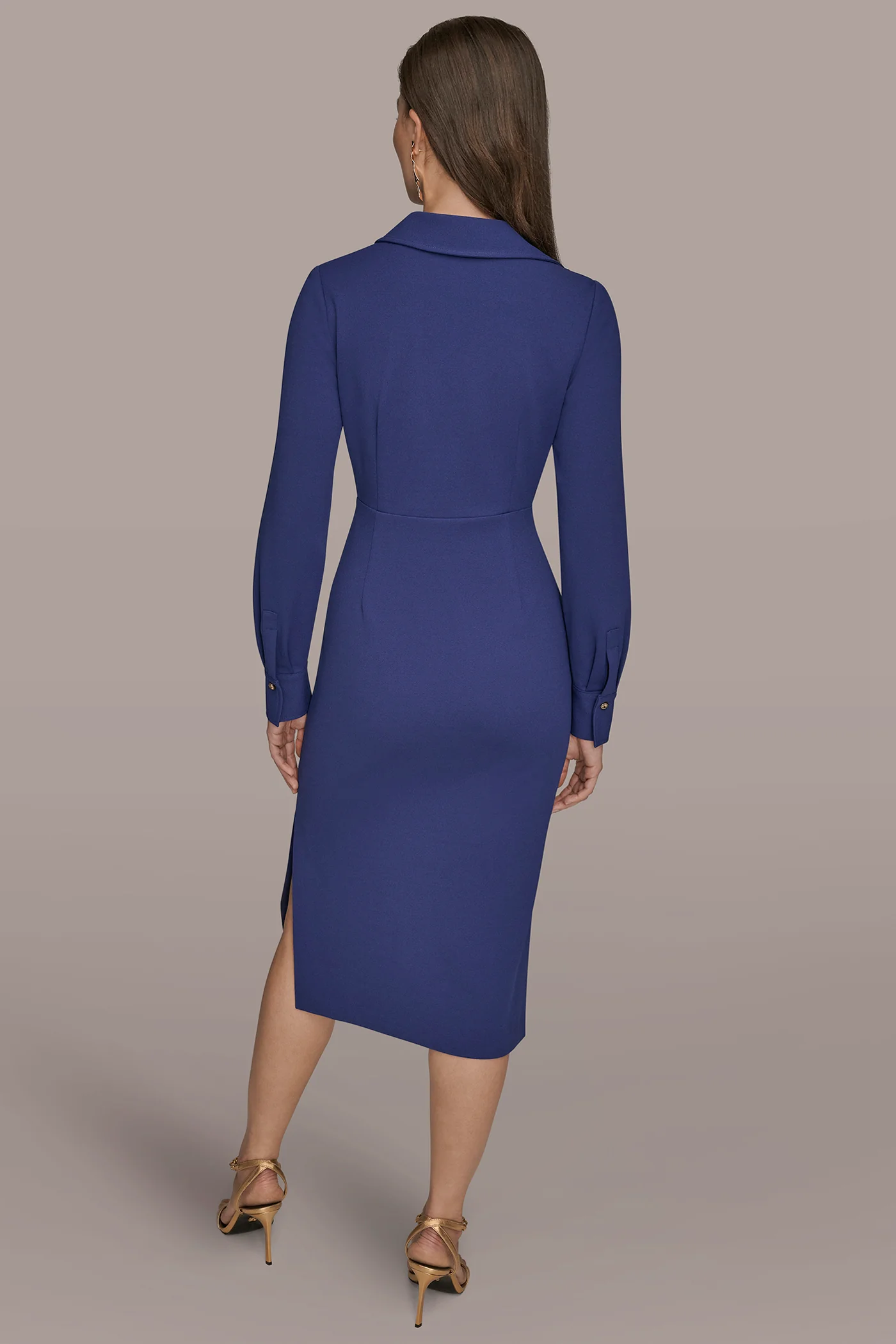 LONG SLEEVE WRAP MIDI SHIRT DRESS - VXVOV