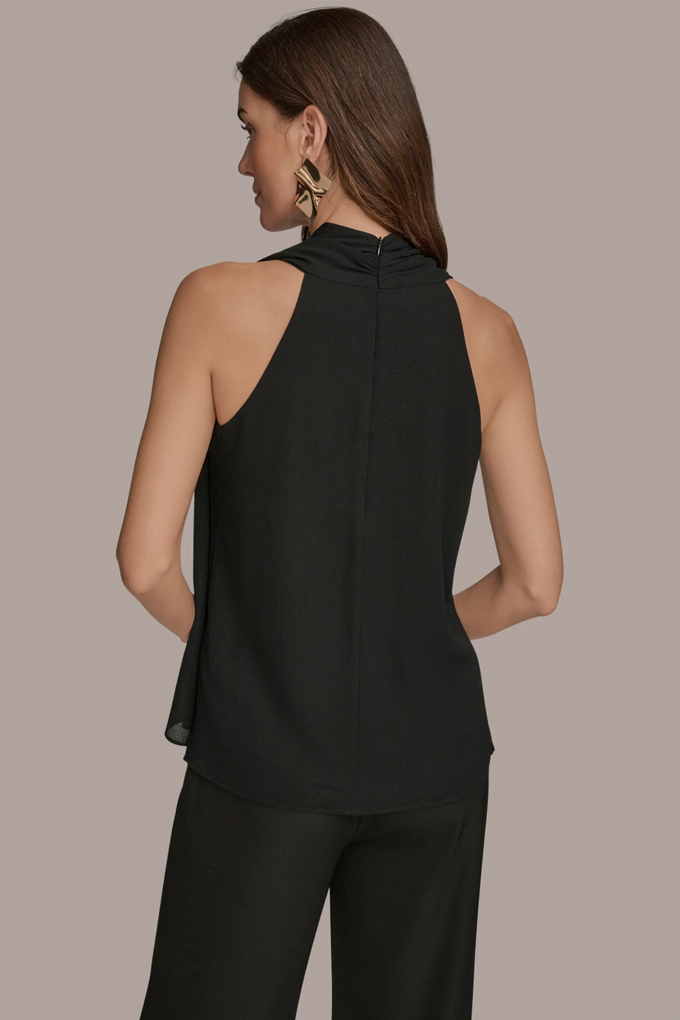 FLORAL SLEEVELESS ASYMMETRIC NECK BLOUSE - VXVOV