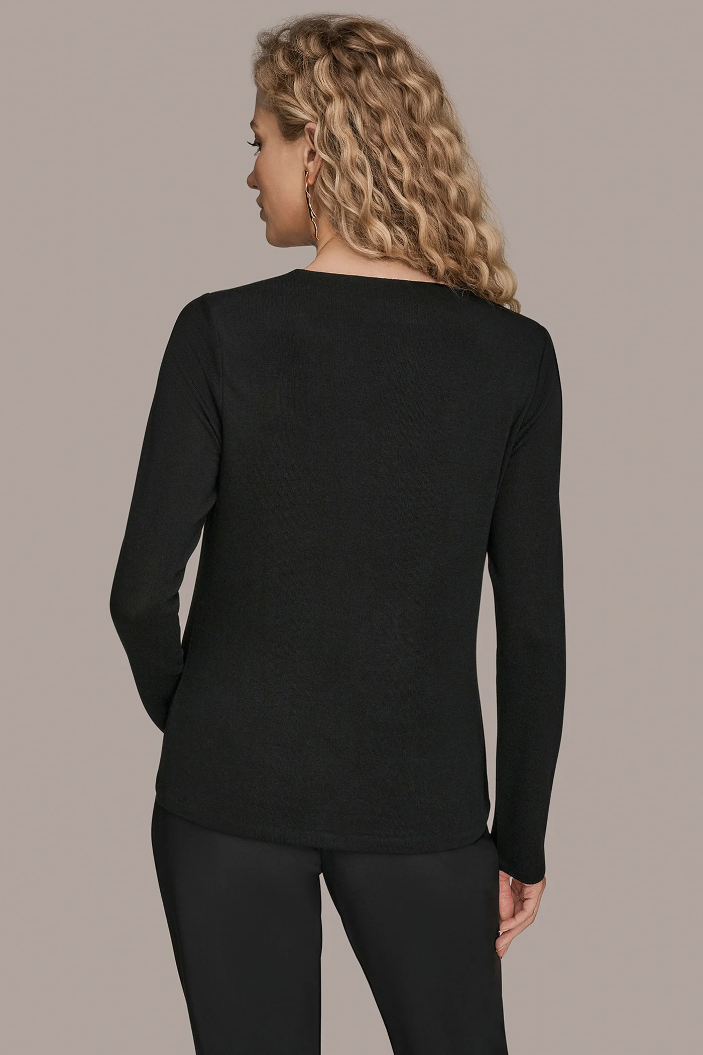 LONG-SLEEVE COWL-NECK FLORAL TOP - VXVOV