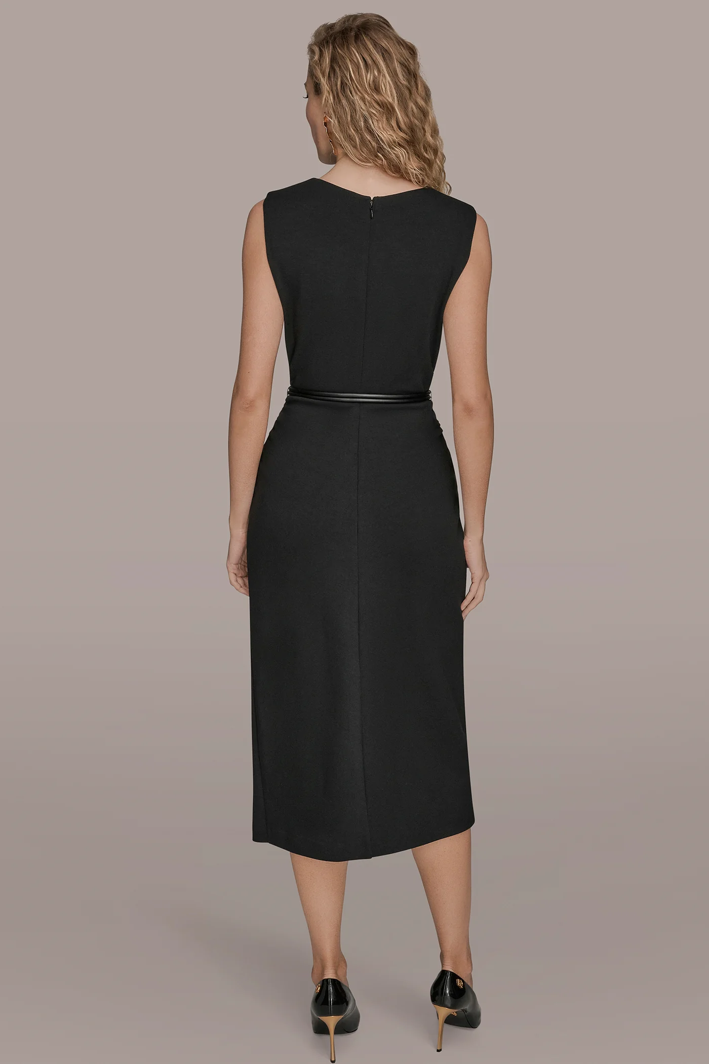 SLEEVELESS CREW-NECK MIDI SHEATH DRESS - VXVOV