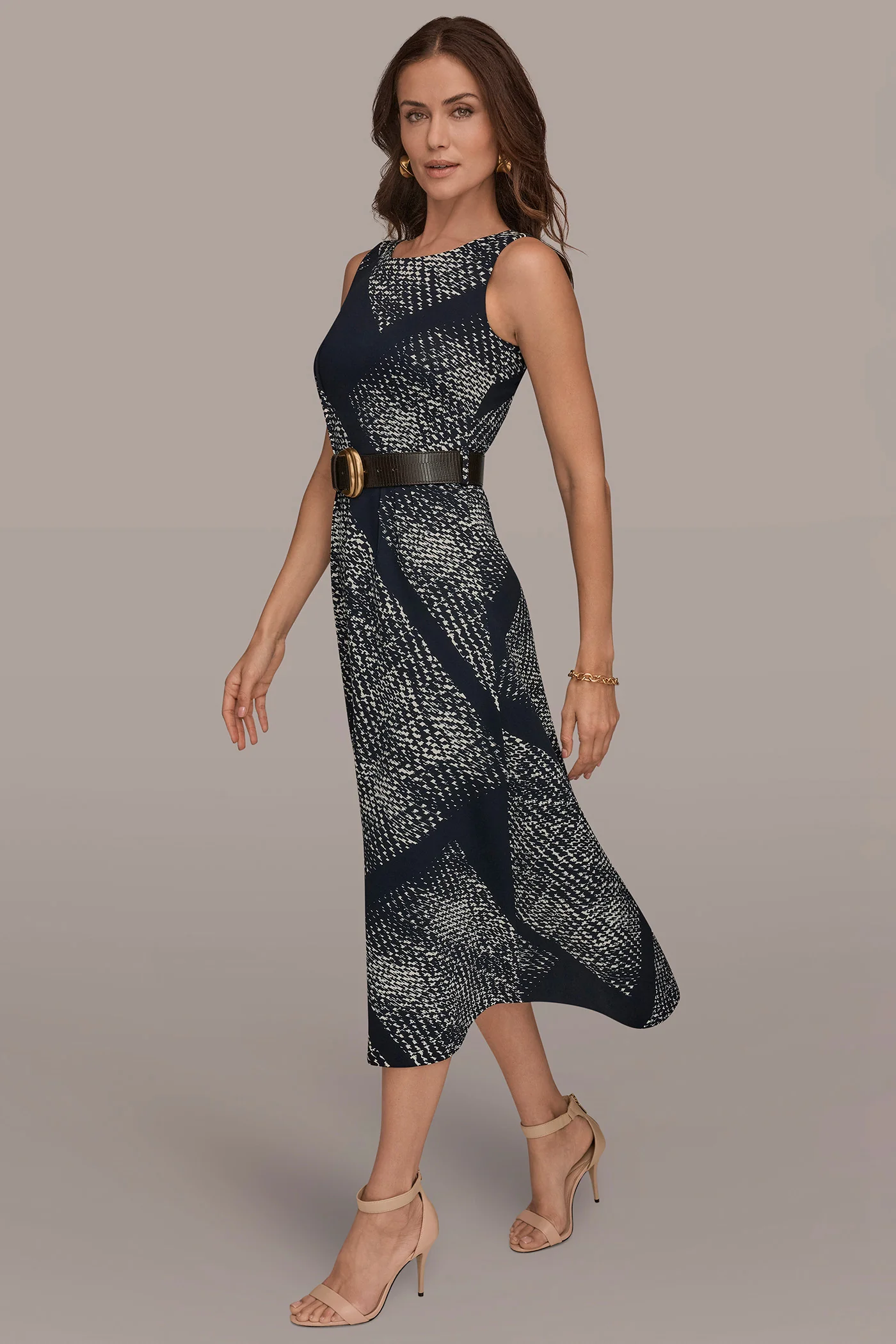 SLEEVELESS PRINTED A-LINE DRESS - VXVOV