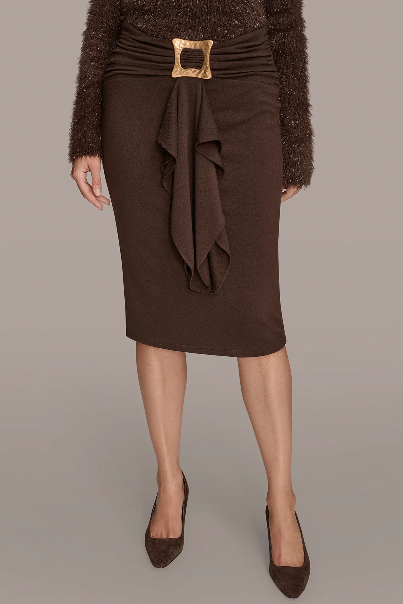 RUFFLE BUCKLE PENCIL SKIRT - VXVOV