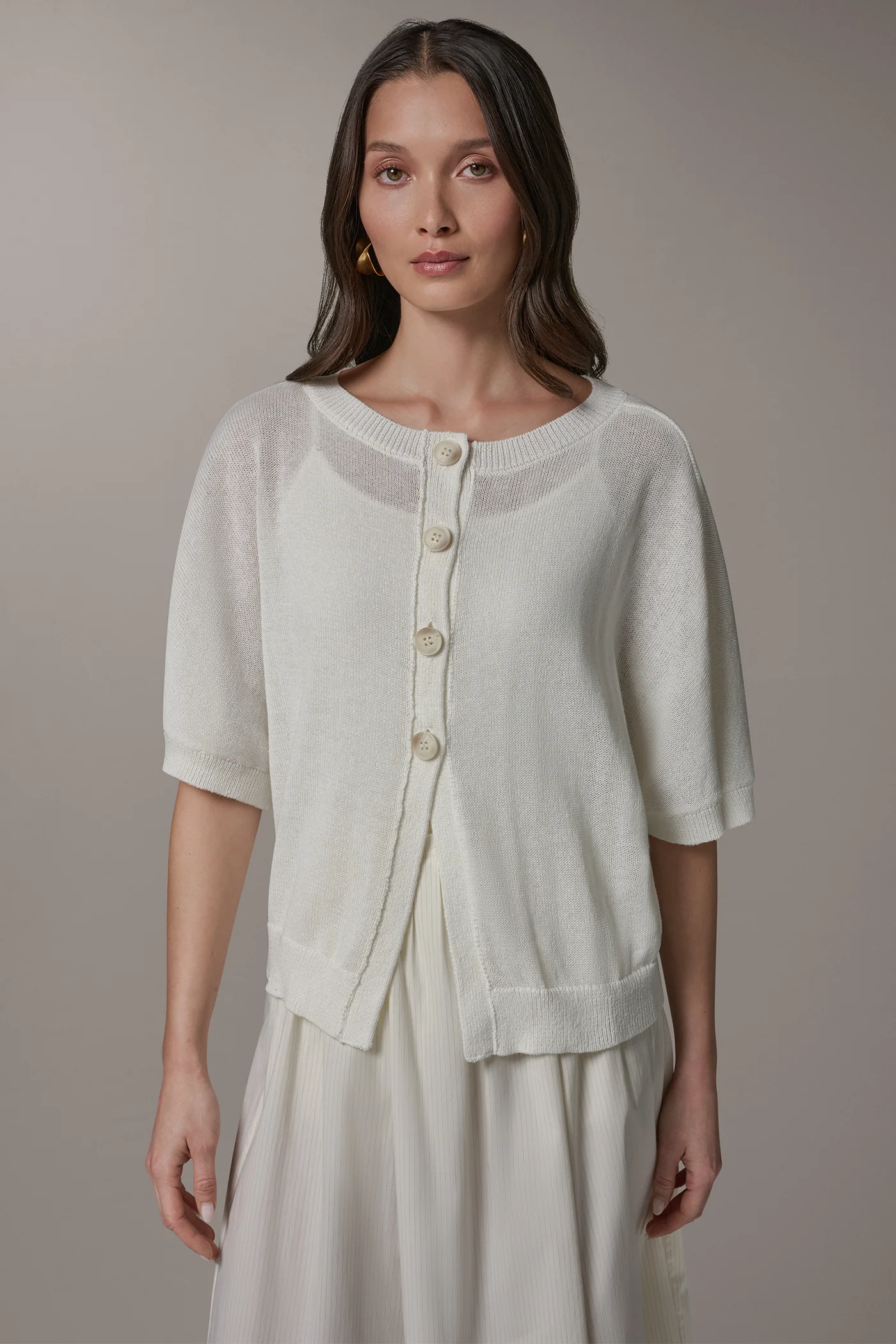 CREW NECK SHORT SLEEVE CARDIGAN - VXVOV