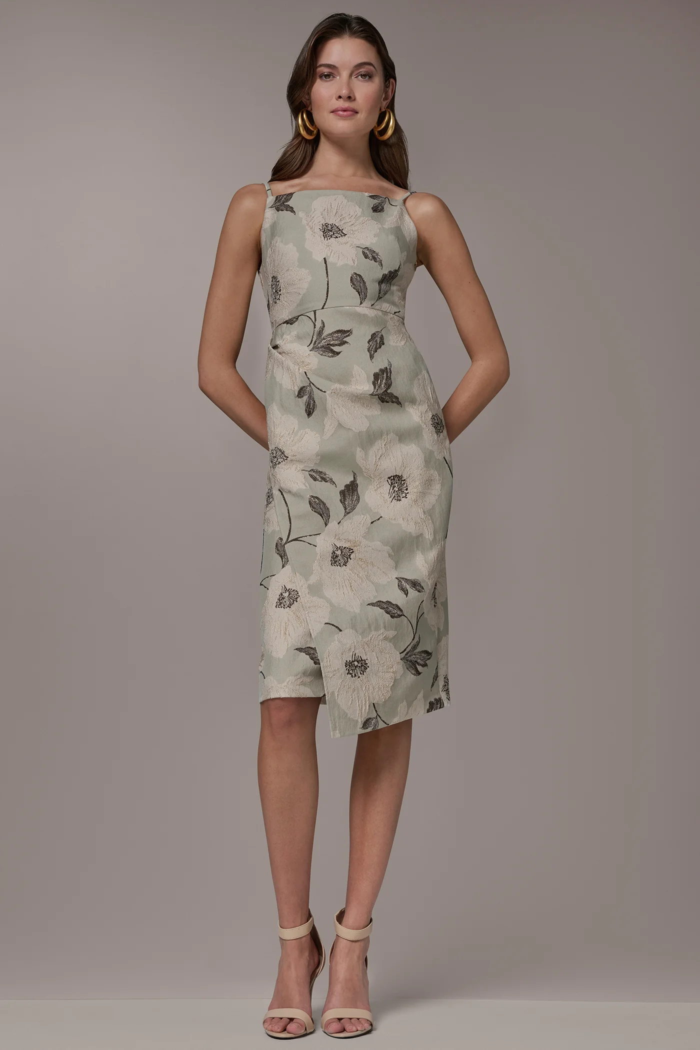 FLORAL-JACQUARD WRAP MIDI DRESS - VXVOV