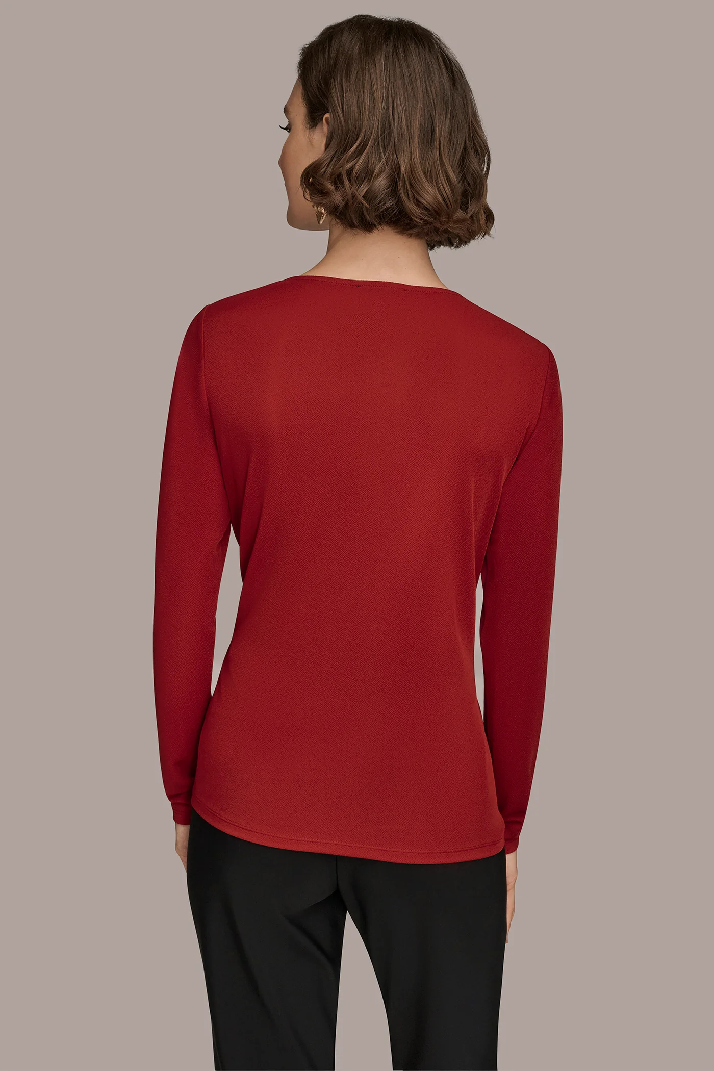 LONG SLEEVE CREW-NECK BUCKLE BLOUSE - VXVOV