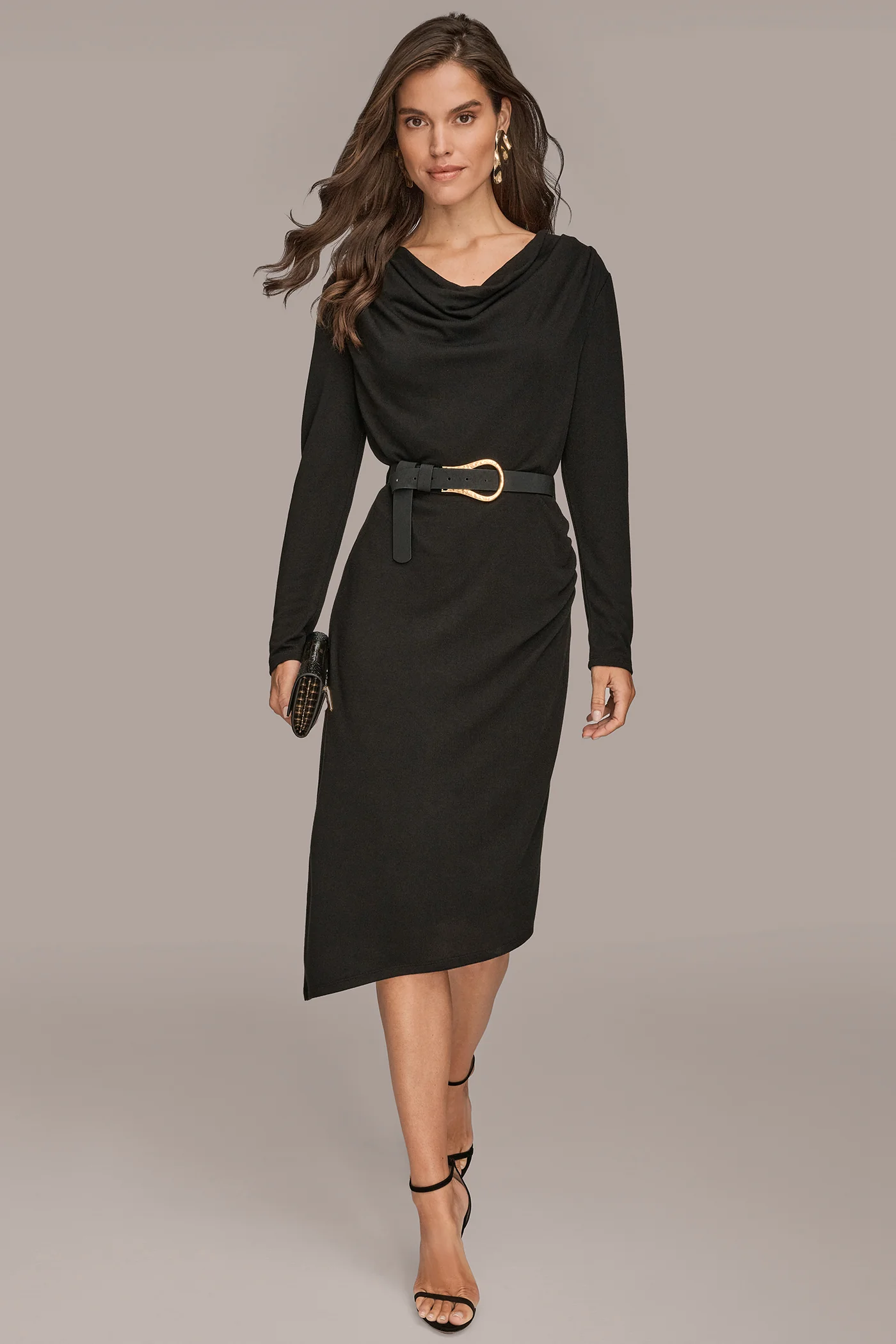 LONG SLEEVE MIDI ASYMMETRIC SHEATH DRESS - VXVOV