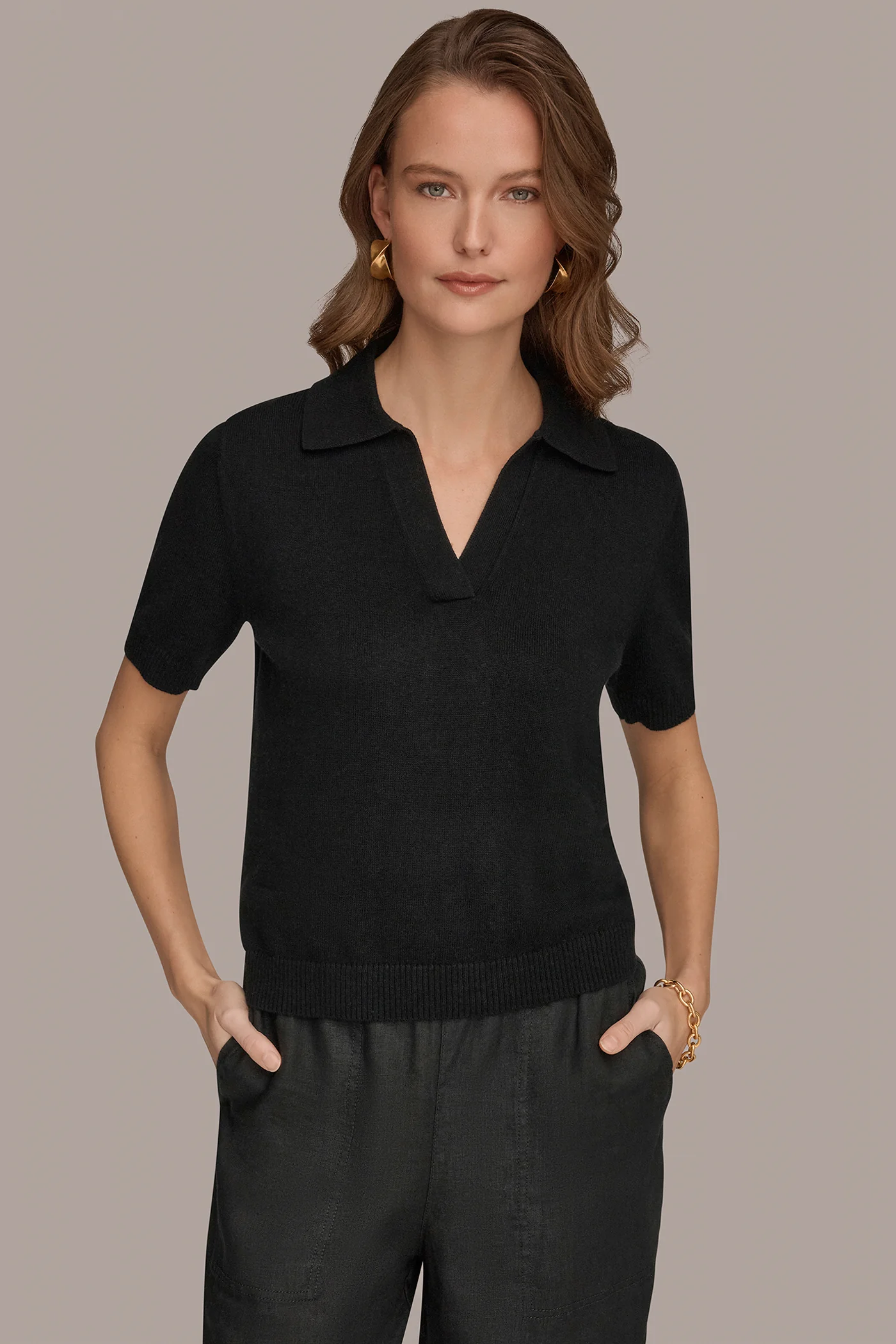 COTTON AND CASHMERE POLO SWEATER - VXVOV