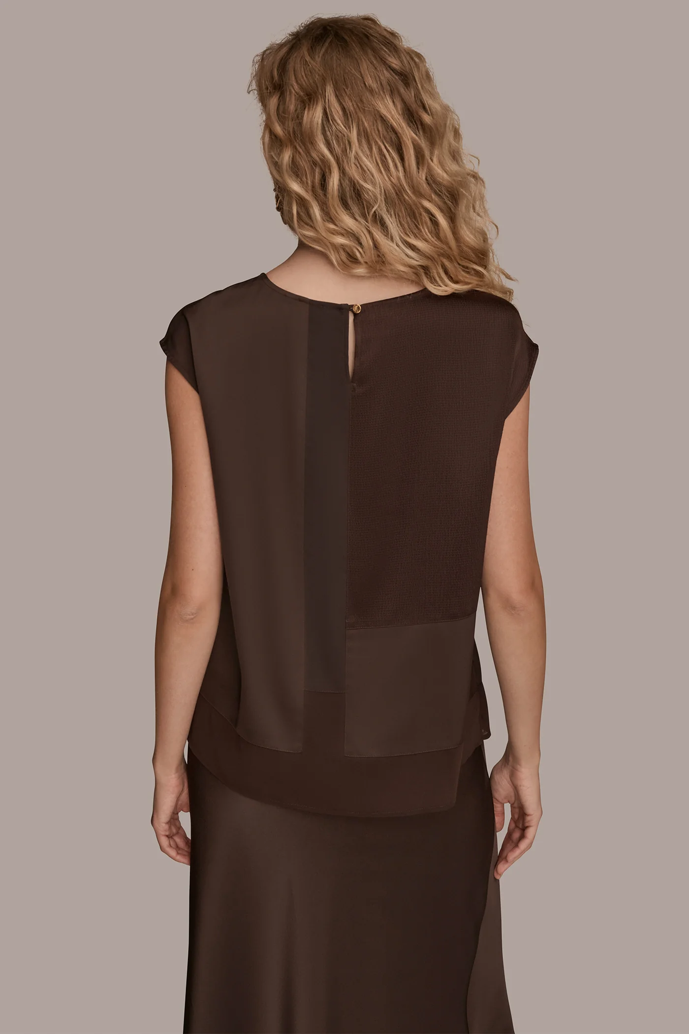 CAP SLEEVE MIXED MEDIA TOP - VXVOV