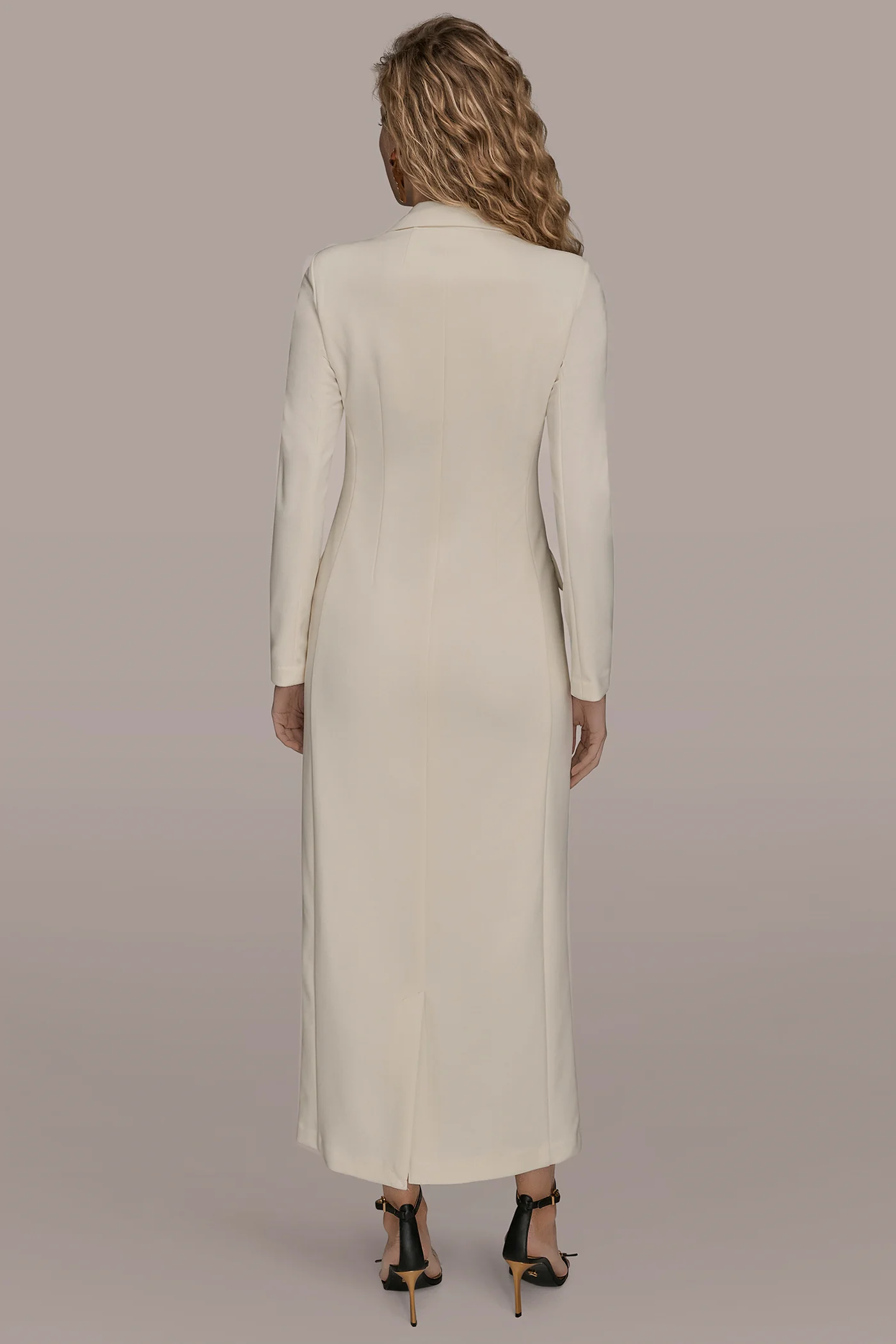 LONG SLEEVE DOUBLE-BREASTED MAXI COAT DRESS - VXVOV