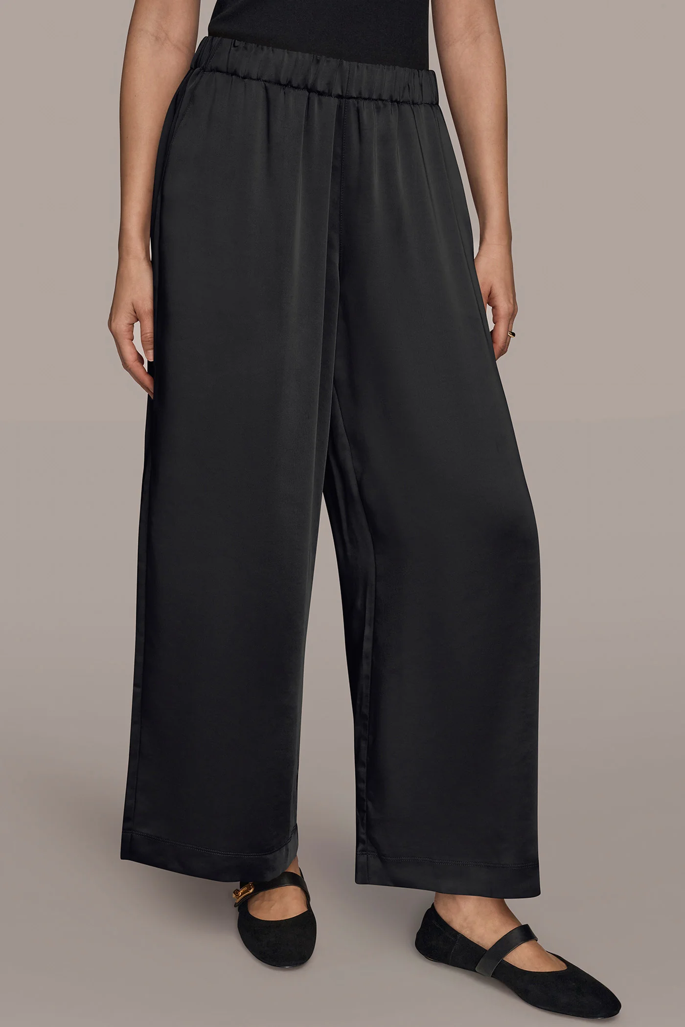 SATIN MID-RISE WIDE-LEG ANKLE PANT - VXVOV