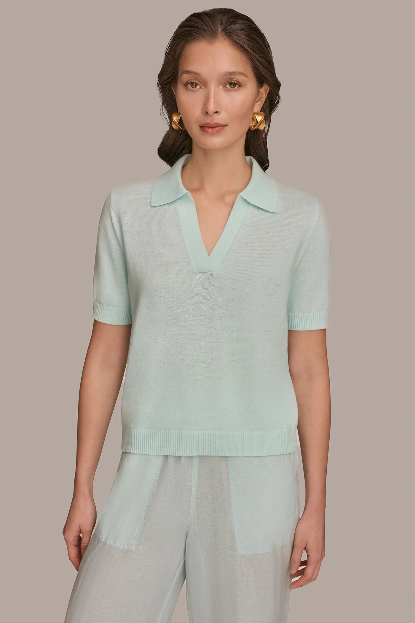 COTTON AND CASHMERE POLO SWEATER - VXVOV