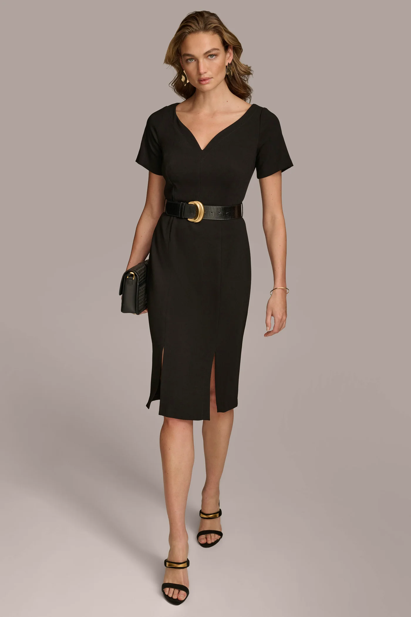 SHORT SLEEVE SWEETHEART V-NECK DRESS - VXVOV