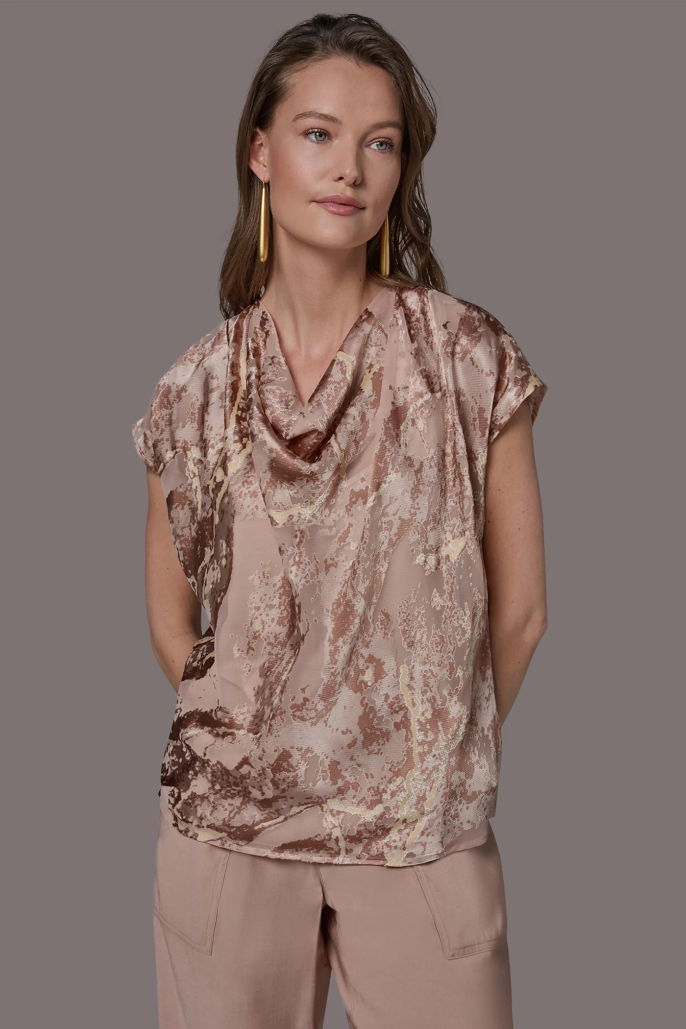 METALLIC BURNOUT BLOUSE - VXVOV