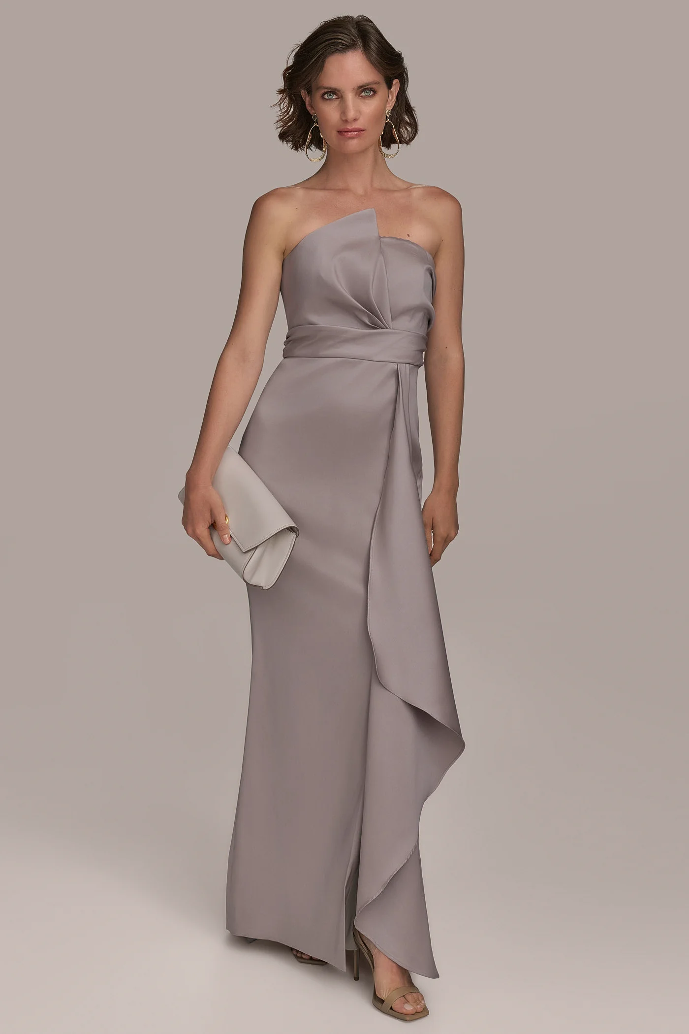 MIKADO STRAPLESS RUFFLE GOWN - VXVOV
