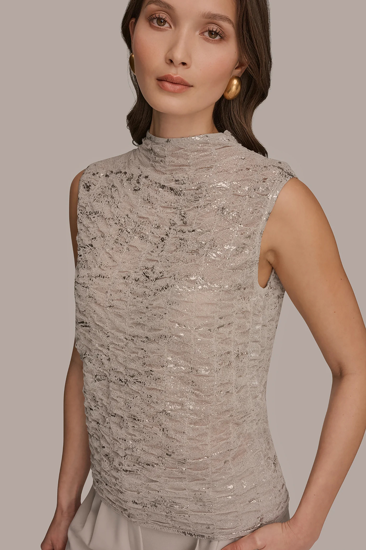 METALLIC RUCHED SWEATER - VXVOV